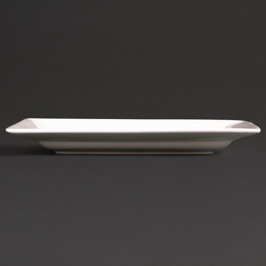 Olympia Lumina Wide Rim Rectangular Plates White 200x 130mm (6 Pack) - CD629