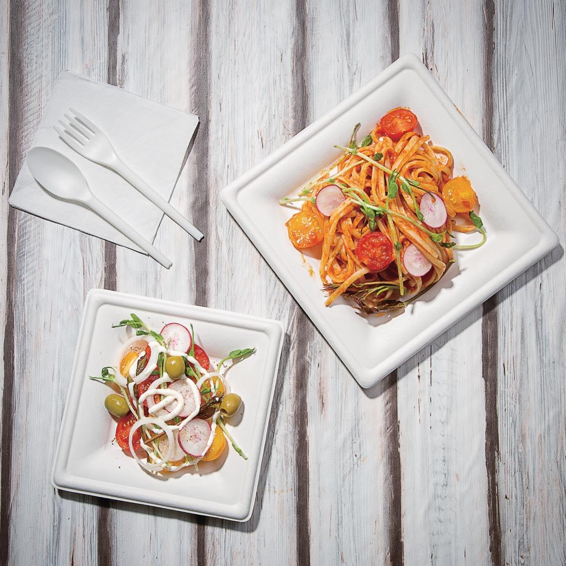 Fiesta Compostable Bagasse Square Plates 159mm (Pack of 50) - FC518