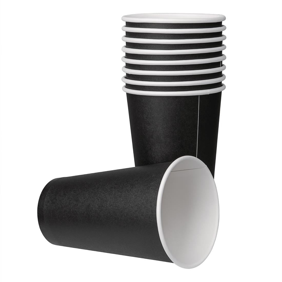 Fiesta Recyclable Takeaway Coffee Cups Single Wall Black 450ml (Pack of 50) - GF045