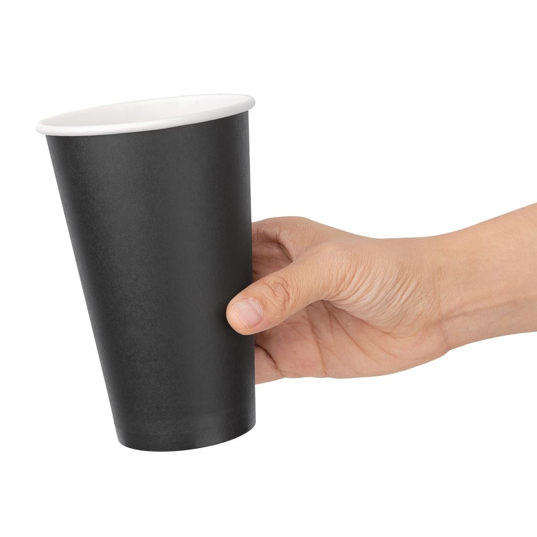 Fiesta Recyclable Takeaway Coffee Cups Single Wall Black 450ml (Pack of 50) - GF045