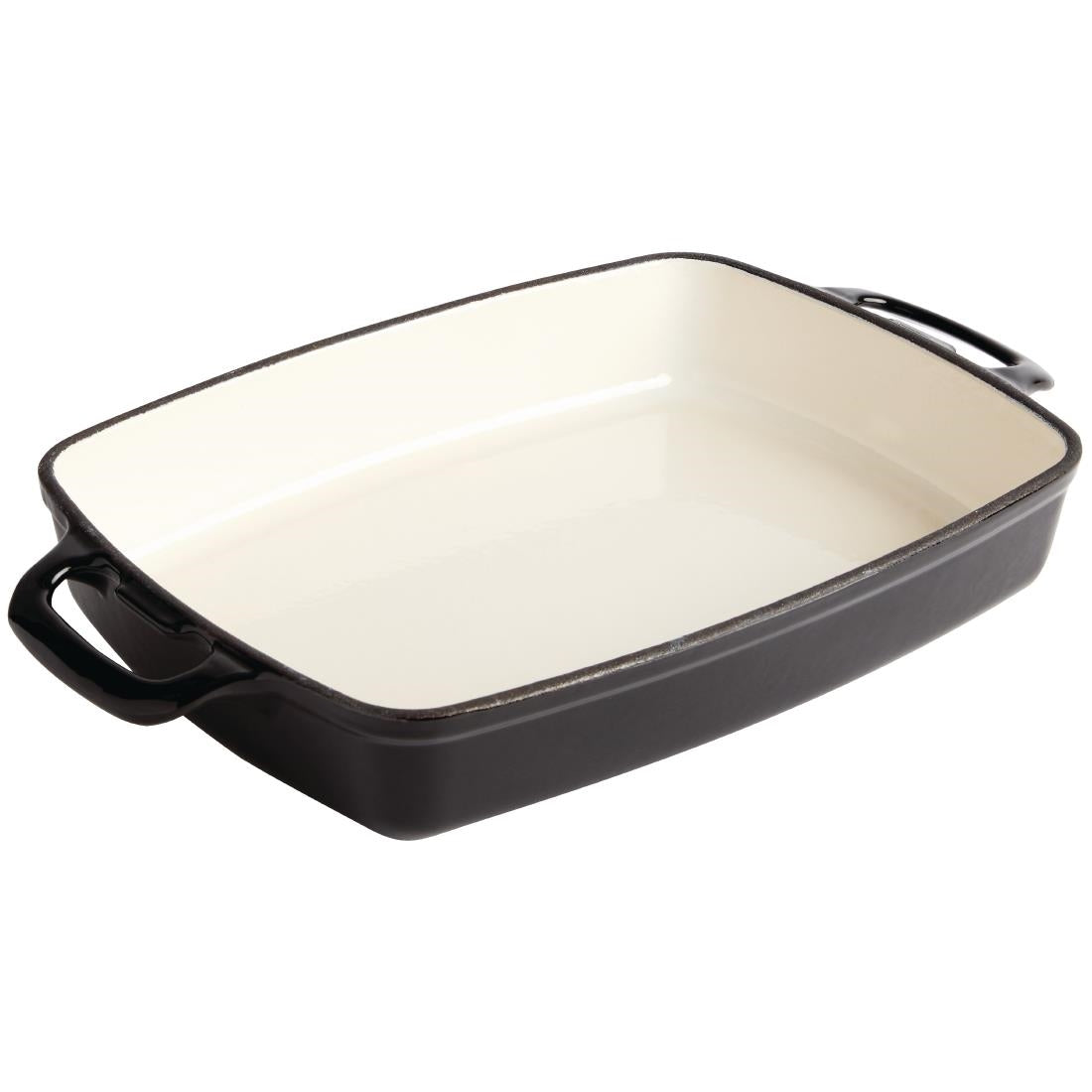 Vogue Black Rectangular Cast Iron Dish 2.8Ltr - GH324