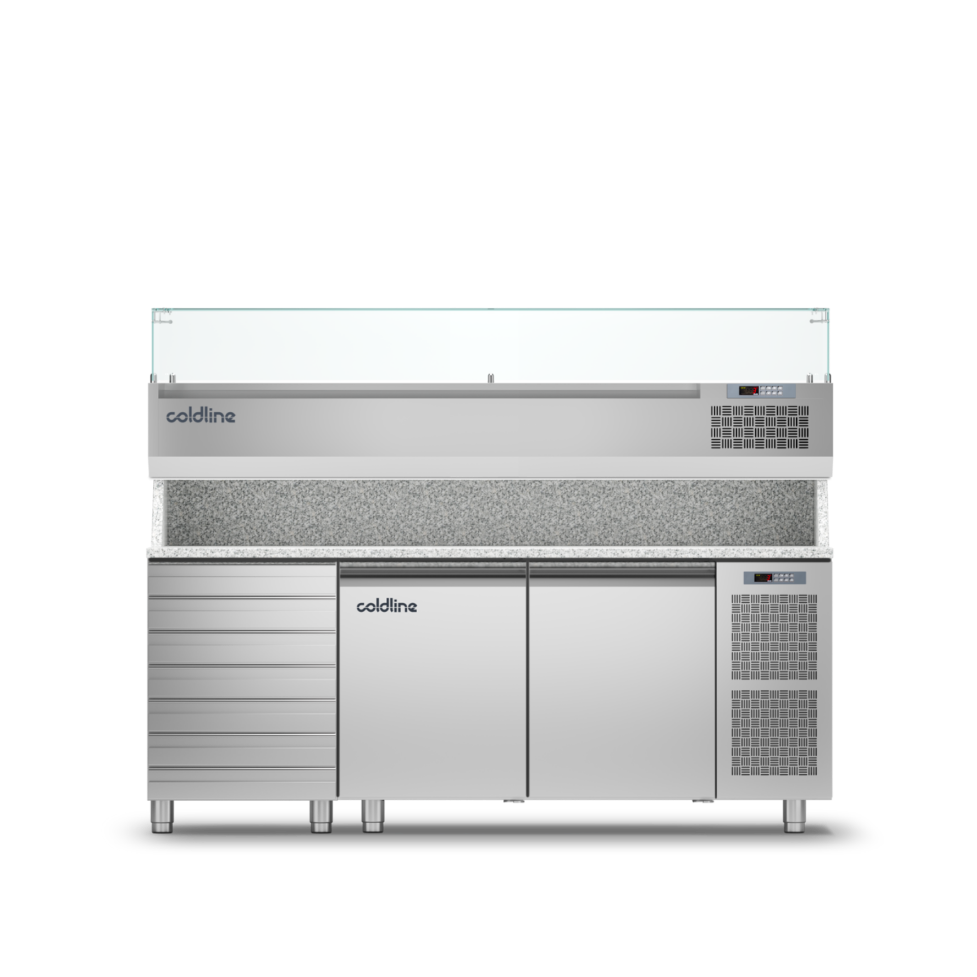 Coldline 2 Door + Drawers Pizza Preparation Counter with Granite Worktop - TZ13/1MC