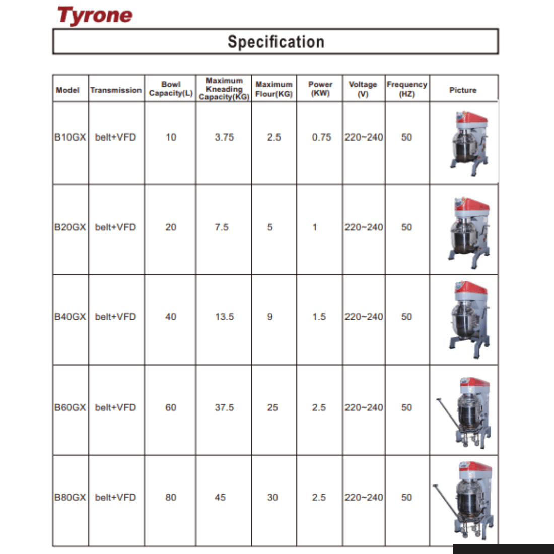 Tyrone Heavy Duty Planetary Mixer 40L B40GX