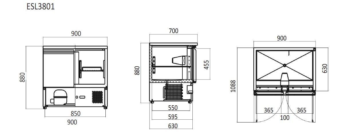 Commercial Salad Bar Fridges Two Door | Atosa | ESL3801