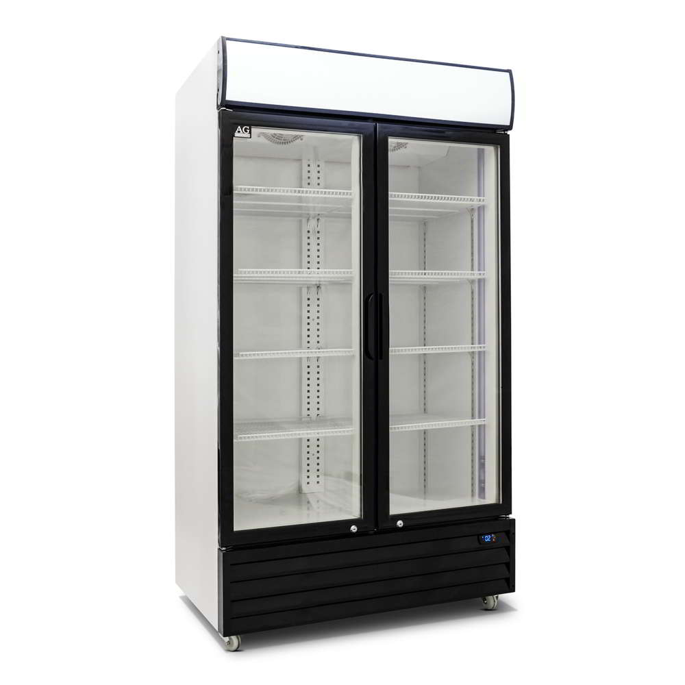 AG Equipment 800L Double Glass Door Upright Display Fridge CU800TNG