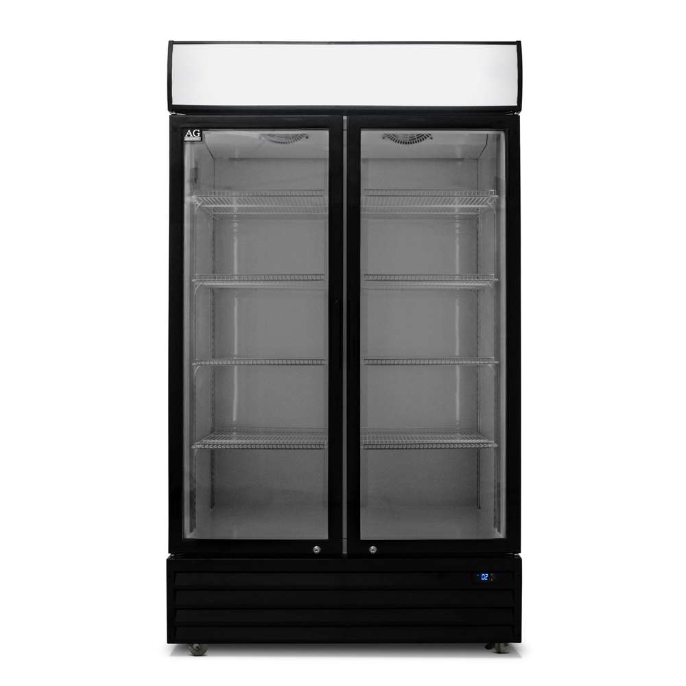 AG Equipment 800L Double Glass Door Upright Display Fridge CU800TNG