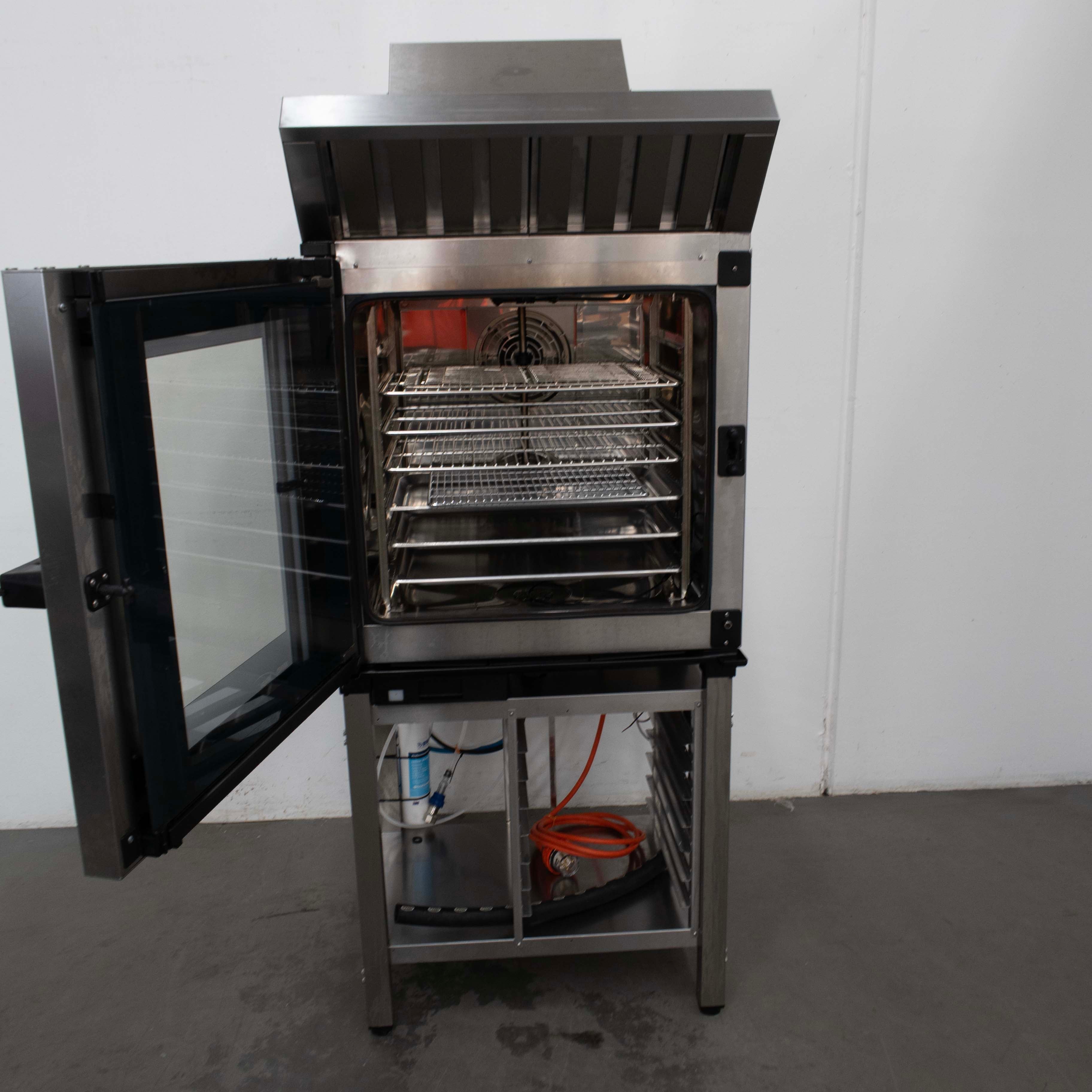 Unox XEVC-0711-E1RM 7 Tray Combi Oven + Hood with Steam Condenser + Stand - 881109