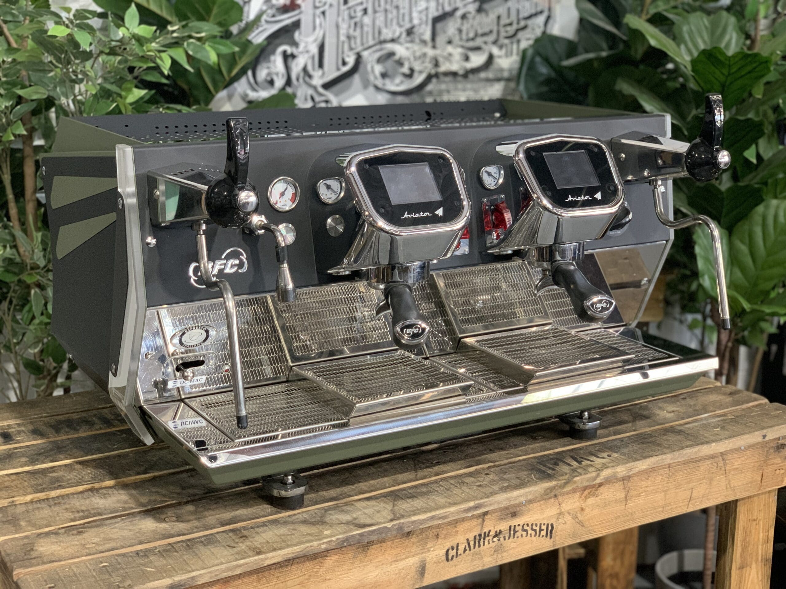 BFC Aviator Dark Green - 2 Group Commercial Espresso Machine - Black
