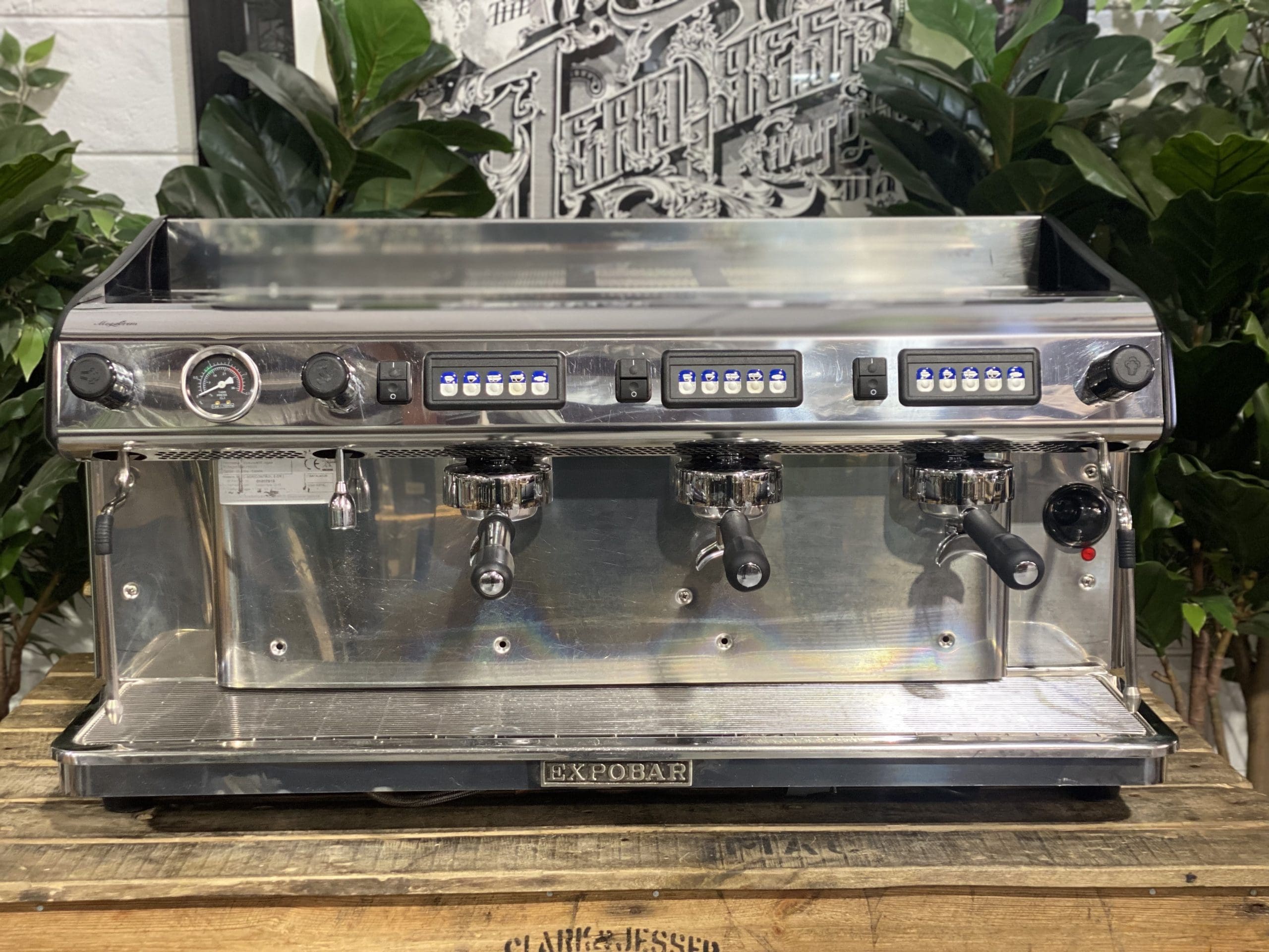 Expobar MegaCrem High Cup Stainless - 3 Group Commercial Espresso Machine - Black