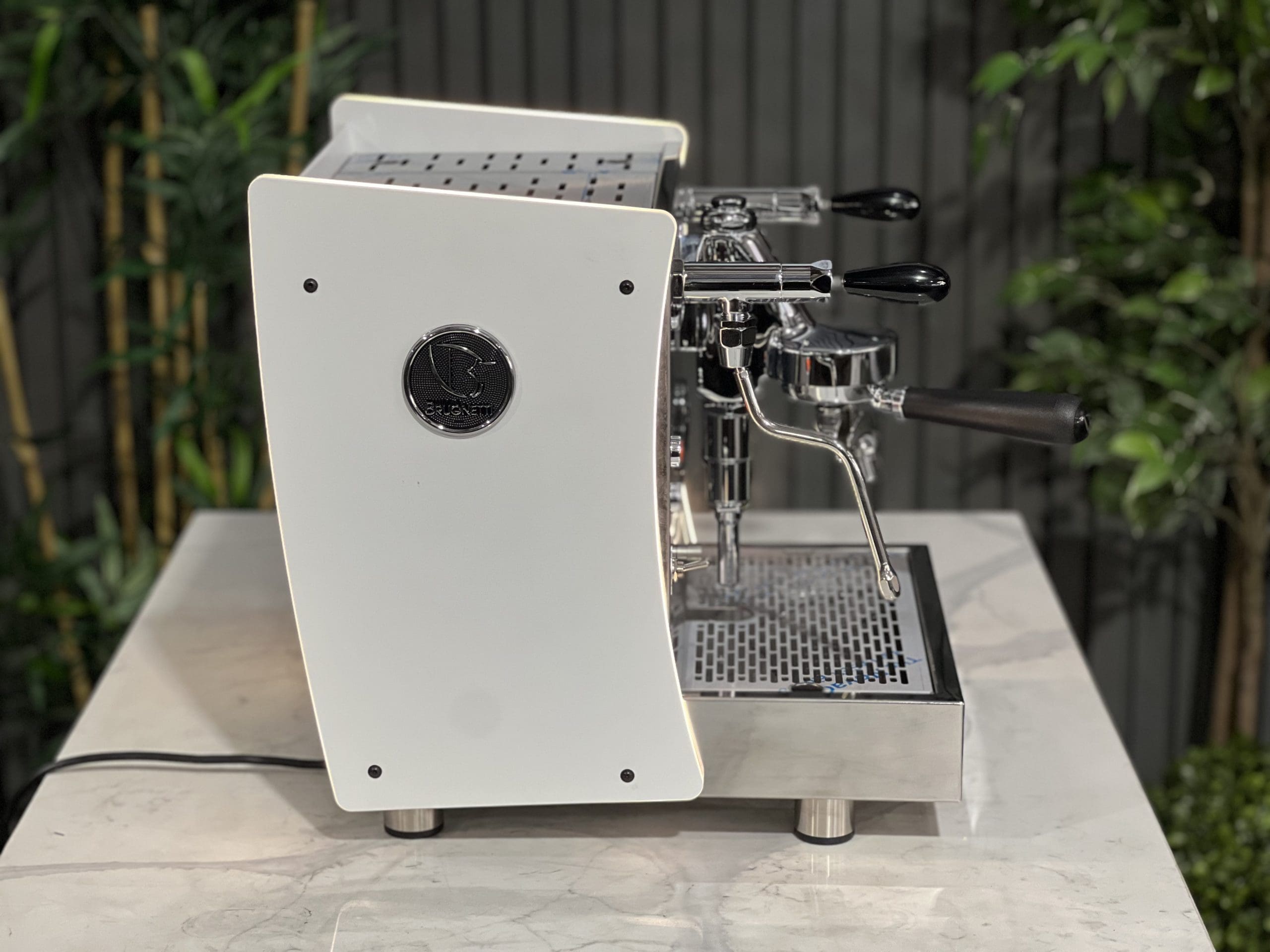 Brugnetti Giulietta White & w/ Side Lights - 1 Group Commercial Espresso Machine - Stainless