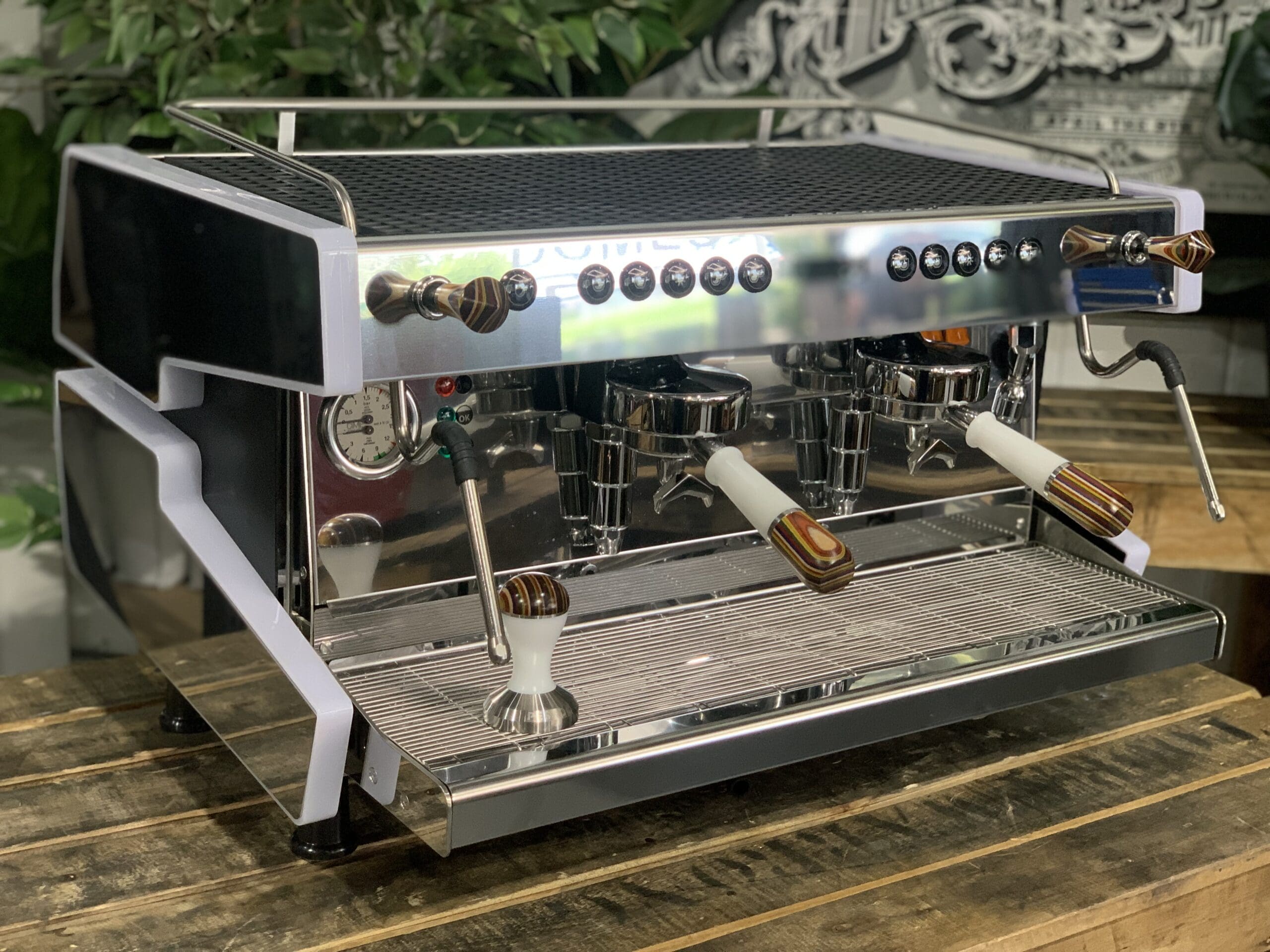 CIME CO-03 NEO White & Skateboard White With Tamper - 2 Group Commercial Espresso Machine - Timber