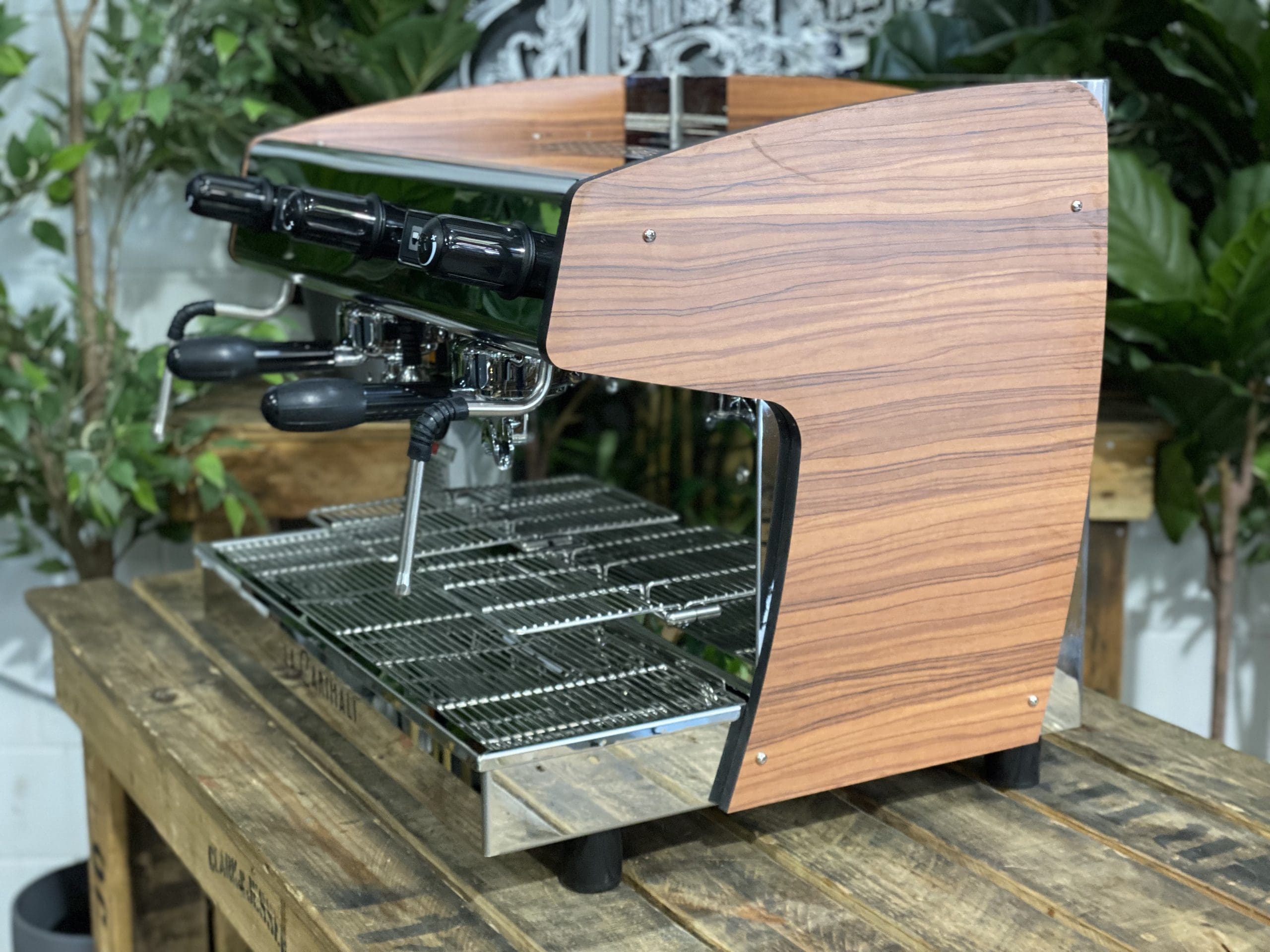 Carimali Pratica E2 Stainless Steel and Sides - 2 Group Commercial Espresso Machine - Timber