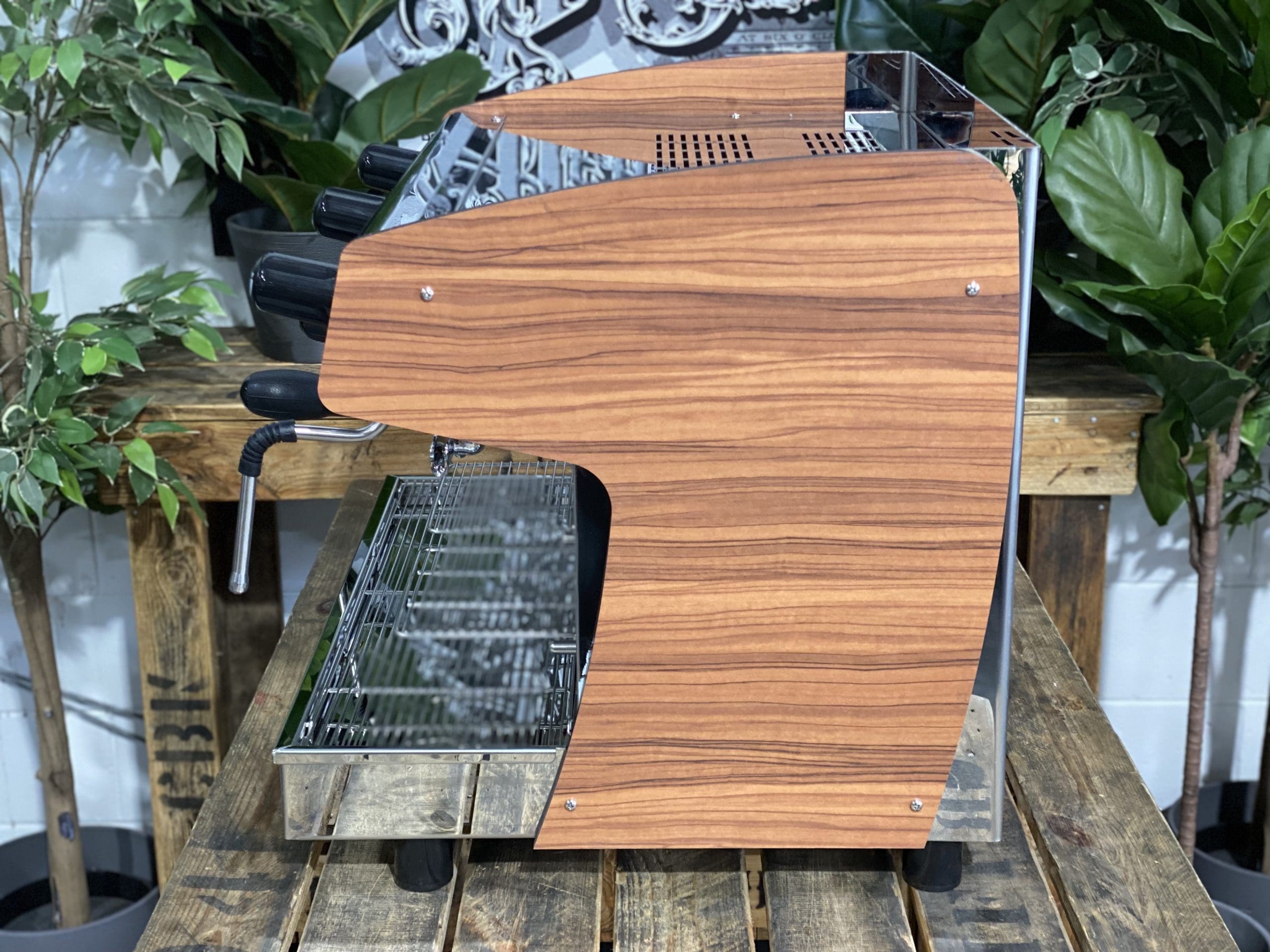 Carimali Pratica E2 Stainless Steel and Sides - 2 Group Commercial Espresso Machine - Timber