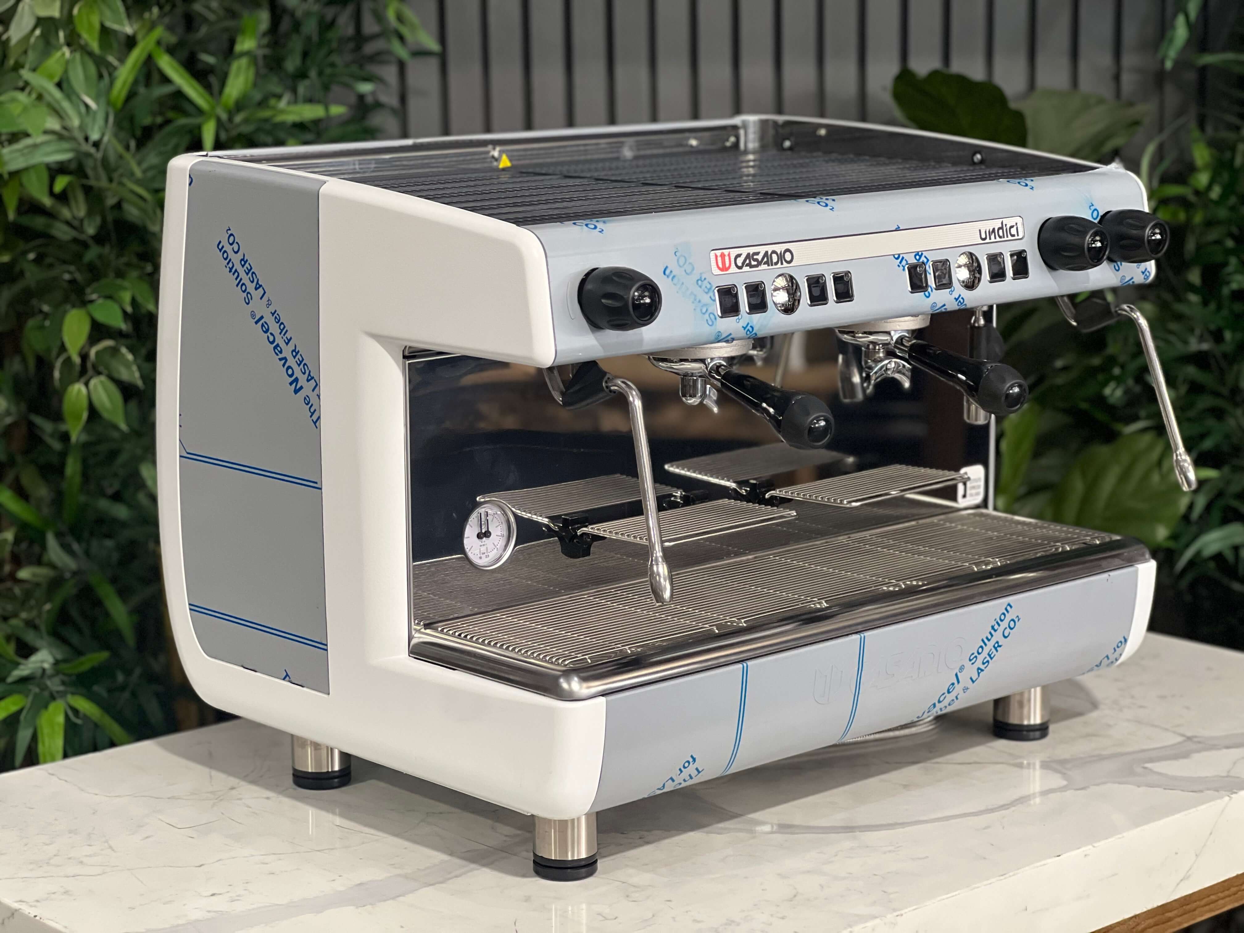 Casadio Undici Brand White - 2 Group Commercial Espresso Machine - Stainless