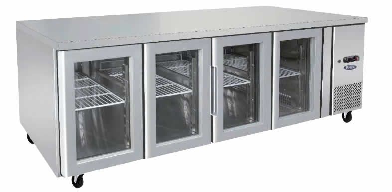 Commercial Under Bench Fridges Glass Four Door | Atosa | EPF3741