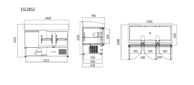 Commercial Pizza Prep Fridges Three Door | Atosa | ESL3852