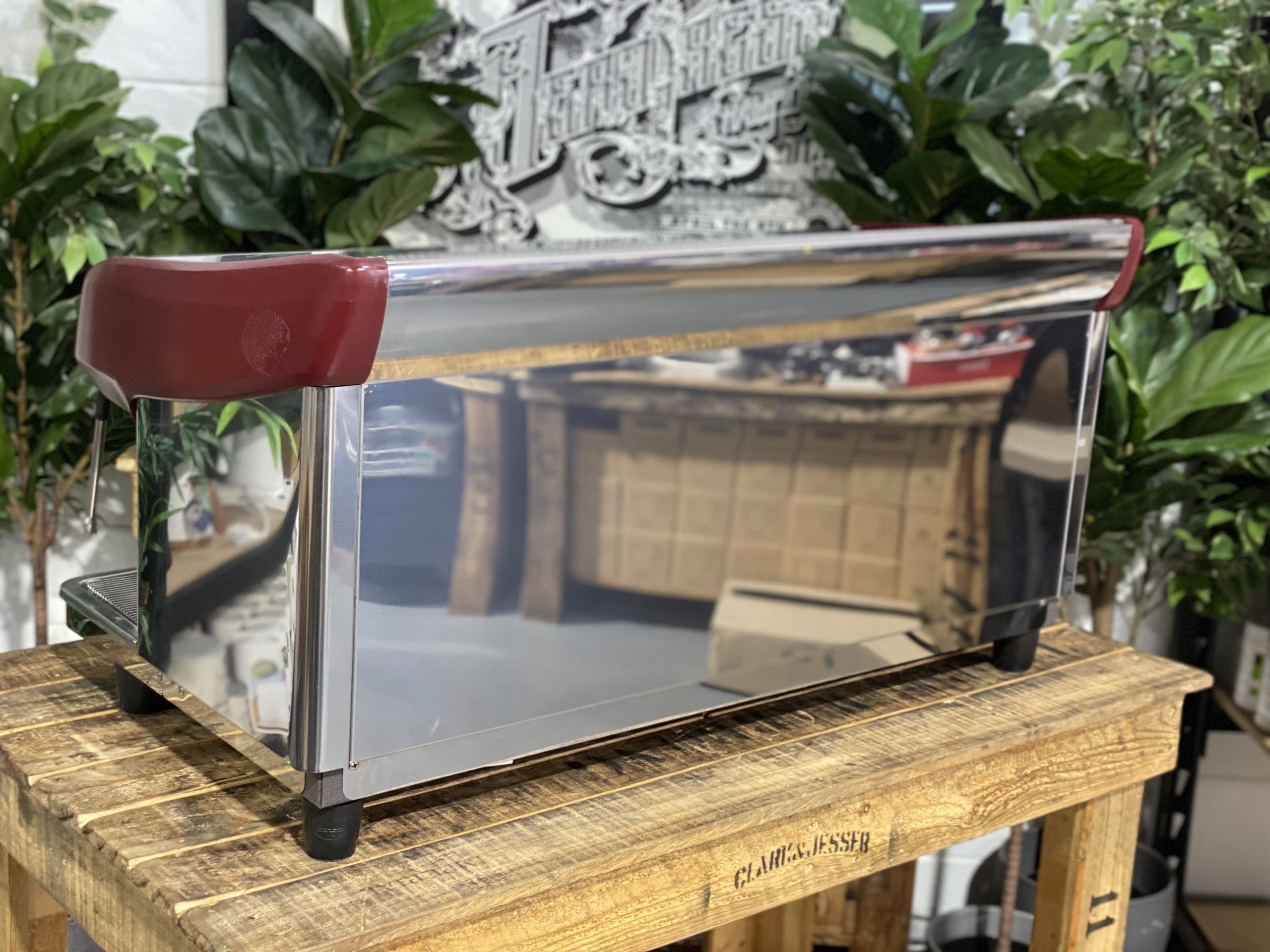 Expobar MegaCrem High Cup Stainless - 3 Group Commercial Espresso Machine - Red
