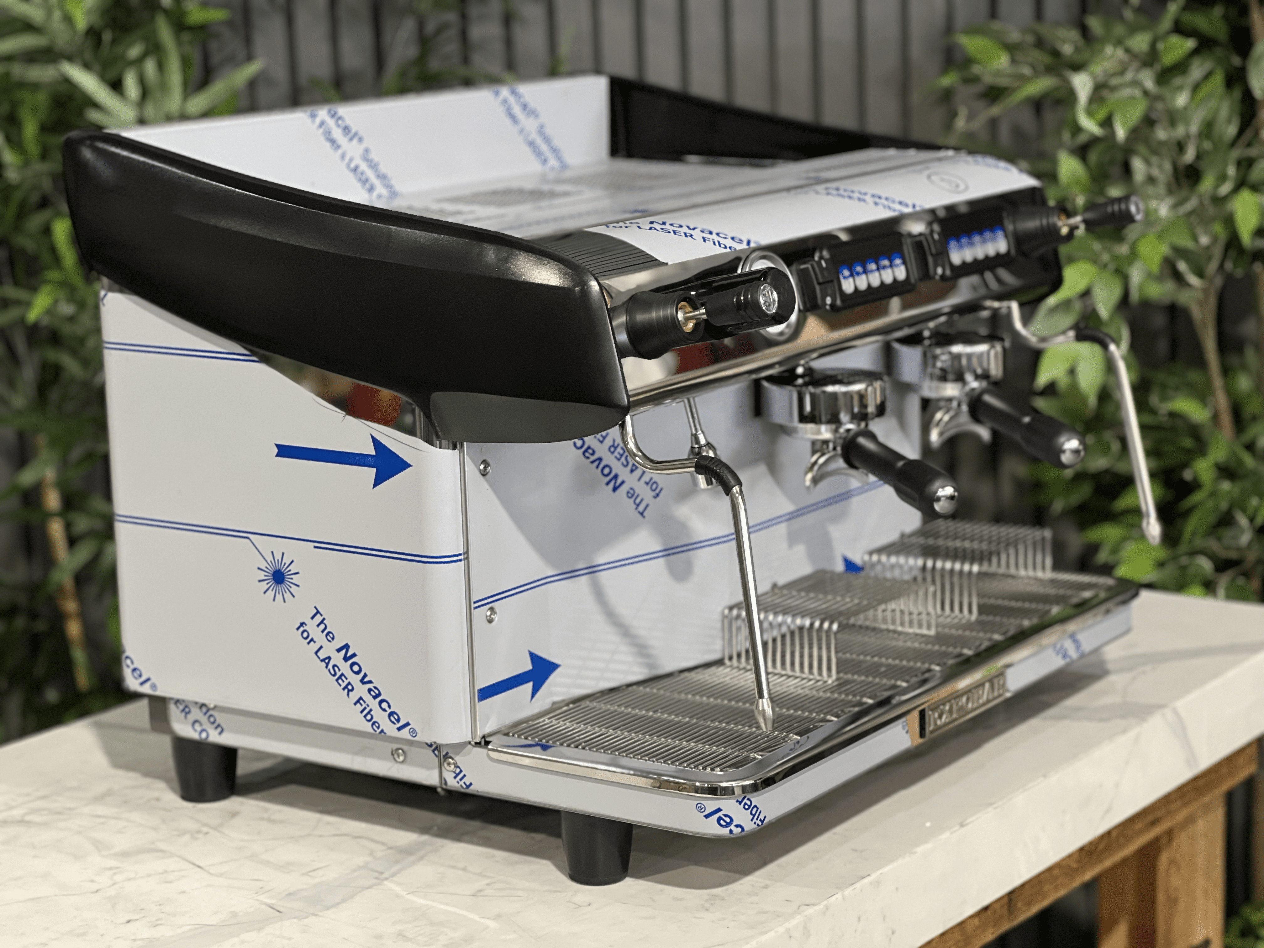Expobar Megacrem High Cup Flick Taps - 2 Group Commercial Espresso Machine - Stainless