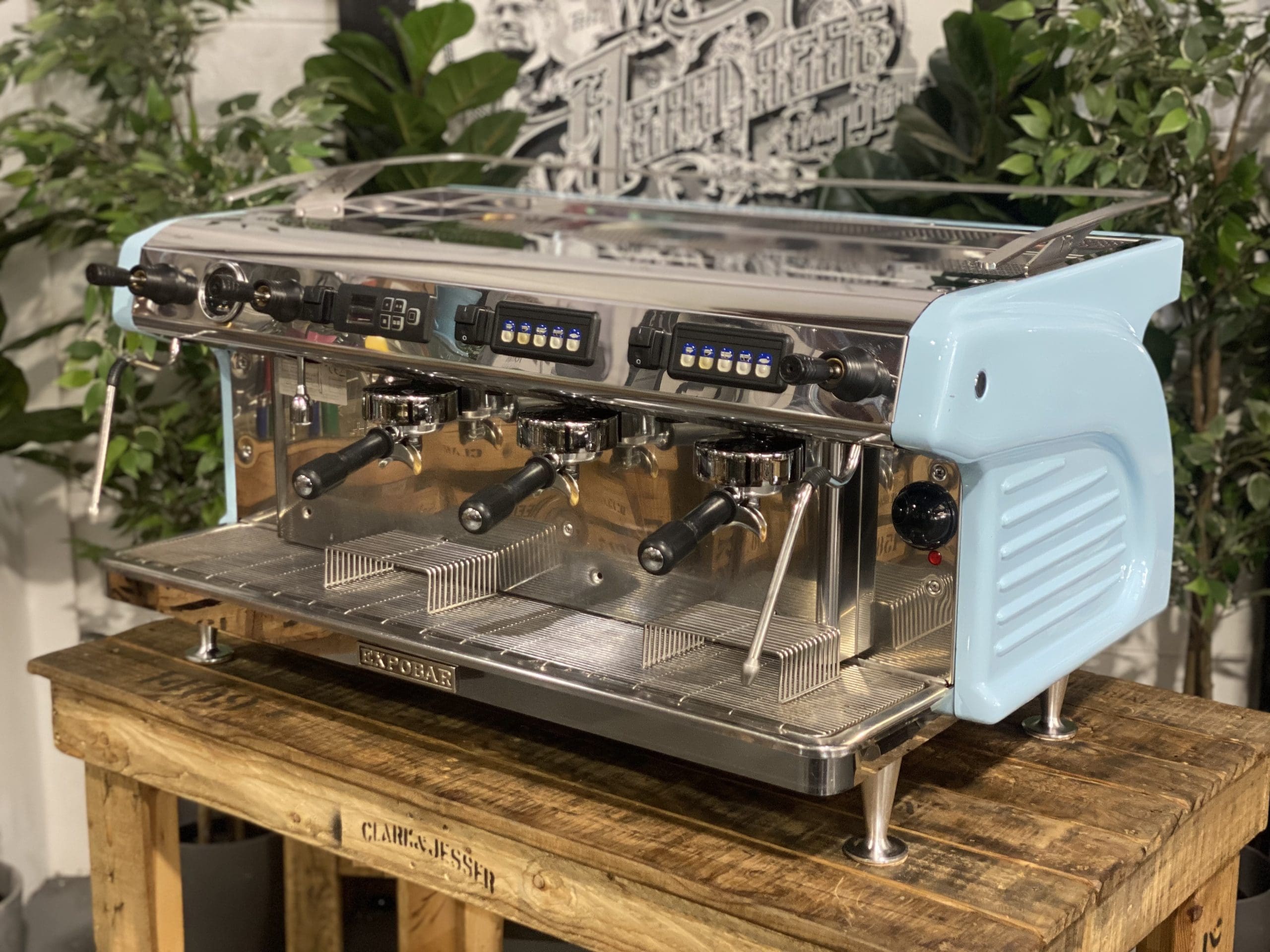 Expobar Ruggero High Cup Baby - 3 Group Commercial Espresso Machine - Blue