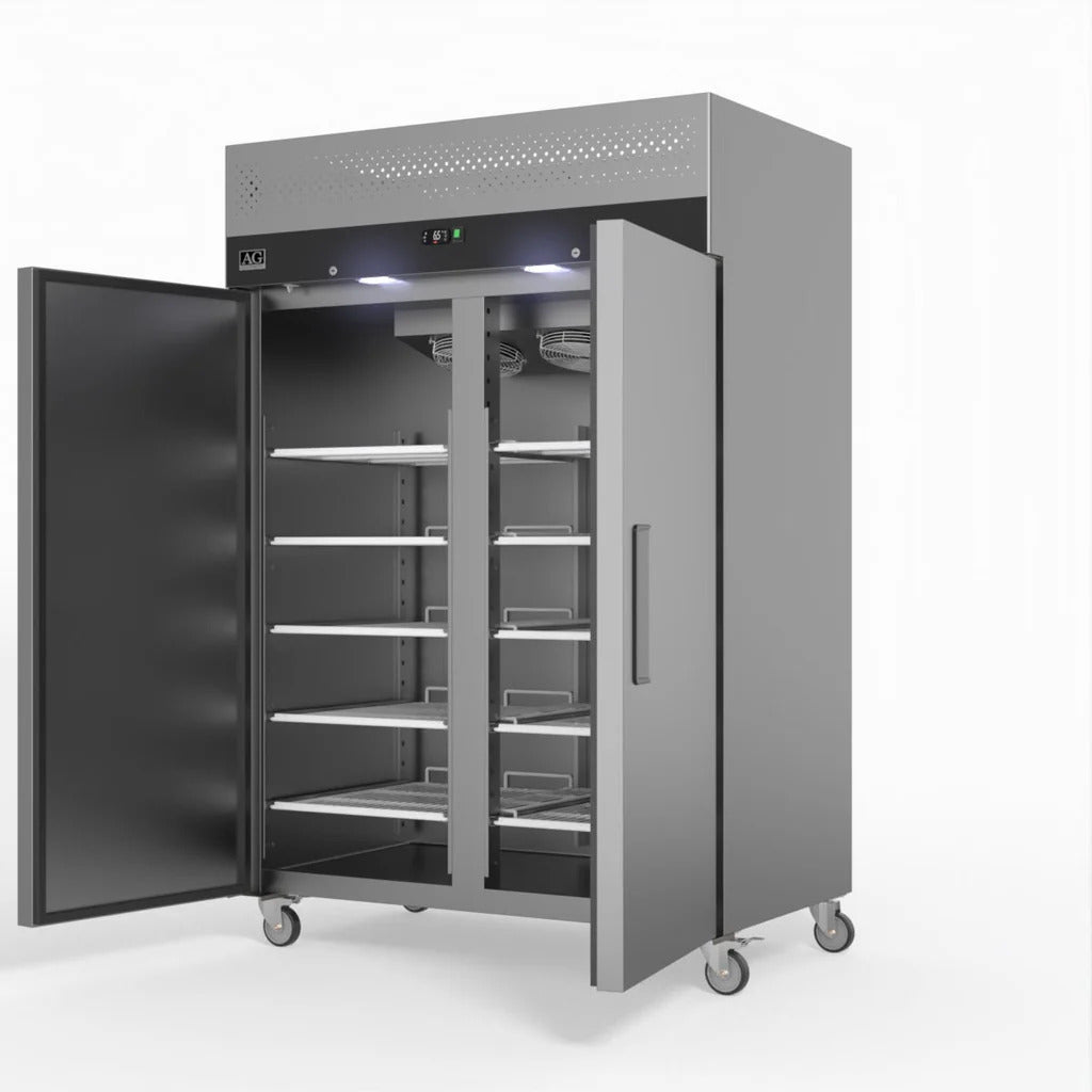 AG GNX1000TN1000 Litre Upright Double Stainless Steel Door Fridge GNX1000TN