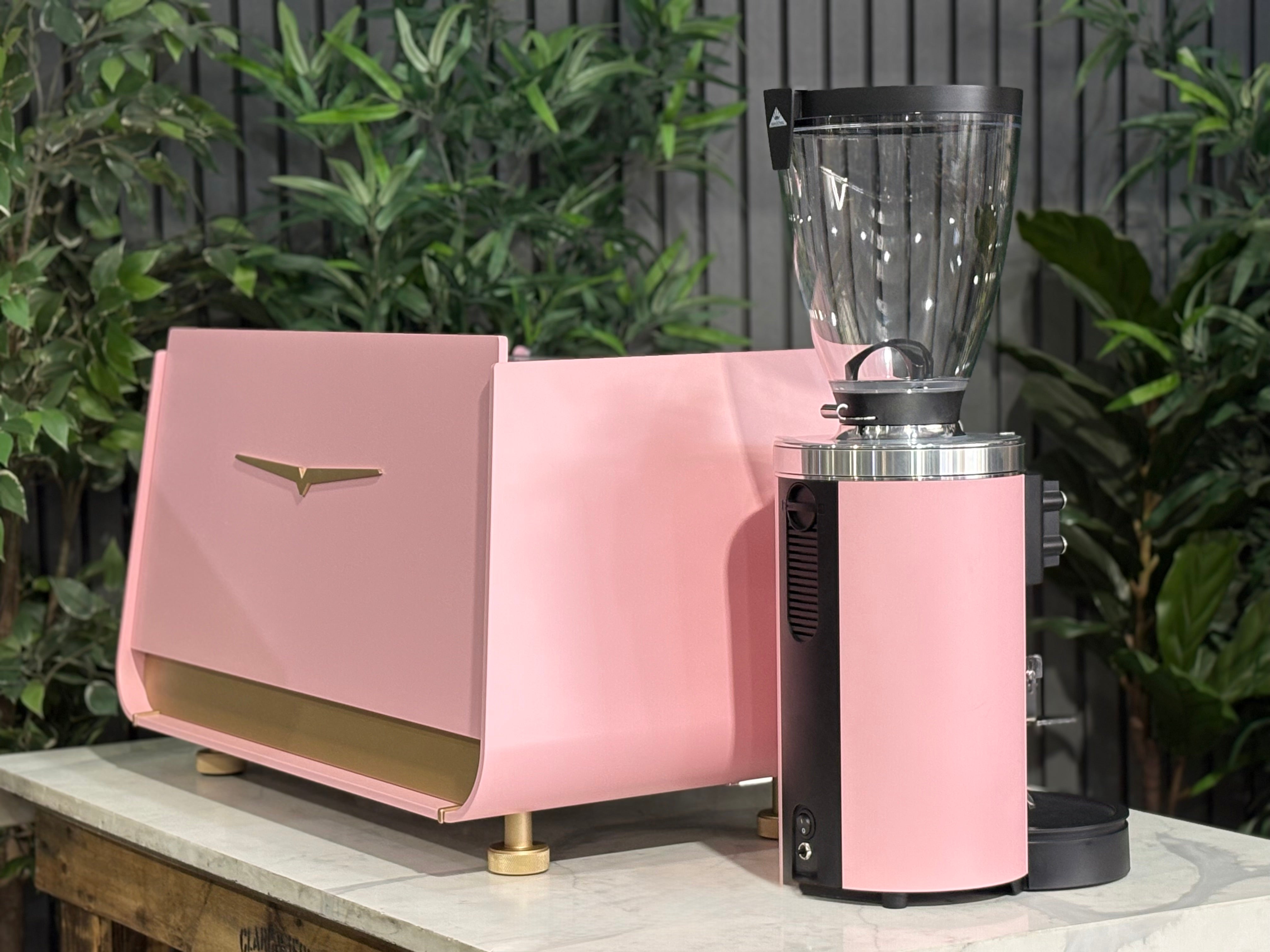 Victoria Arduino Eagle One & Grinder Custom Pink - 2 Group Commercial Espresso Machine - Gold