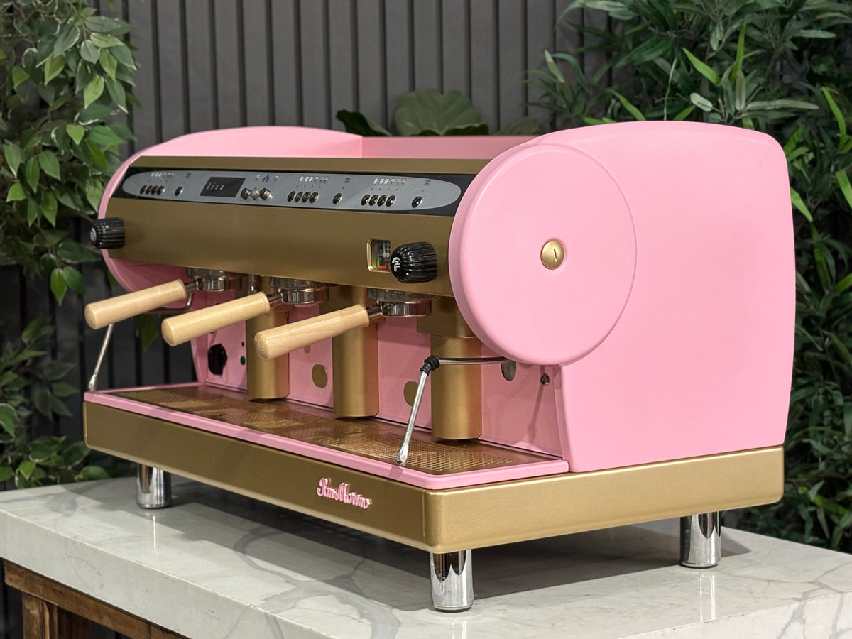San Marino Lisa - - 3 Group Commercial Espresso Machine - Commercial - Pink, Gold & Timber
