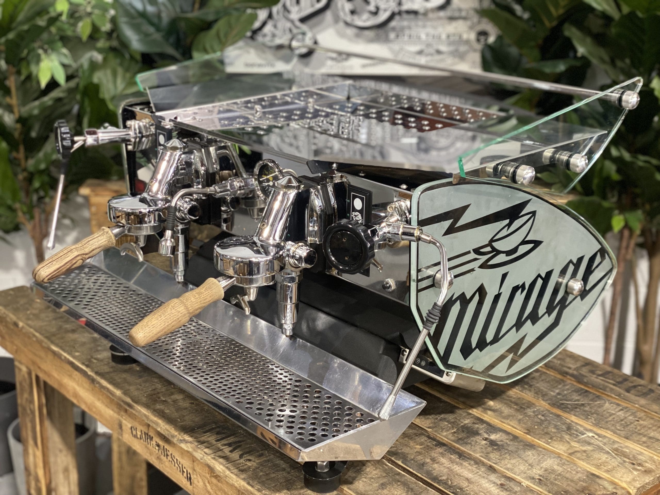 Kees Van Der Westen Mirage Duette Timber Handles / Mirage Sides - 2 Group Commercial Espresso Machine - Stainless
