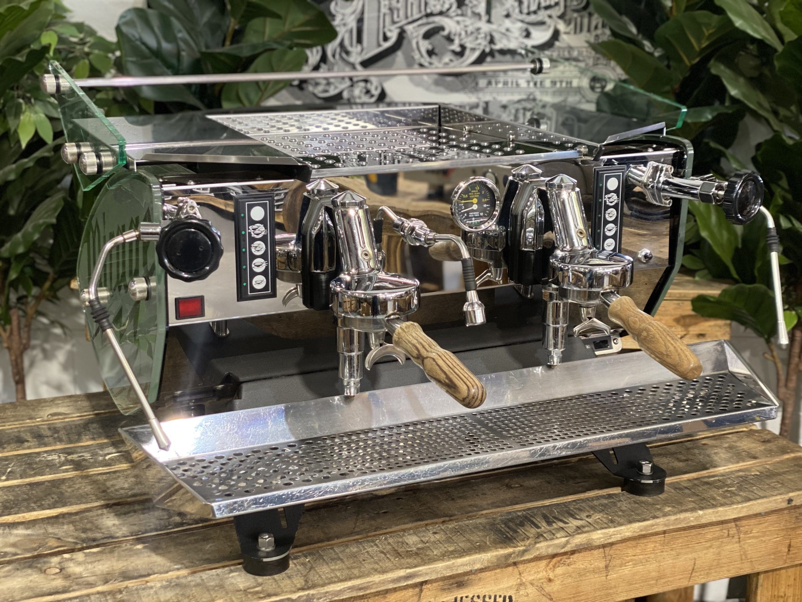 Kees Van Der Westen Mirage Duette Timber Handles / Mirage Sides - 2 Group Commercial Espresso Machine - Stainless