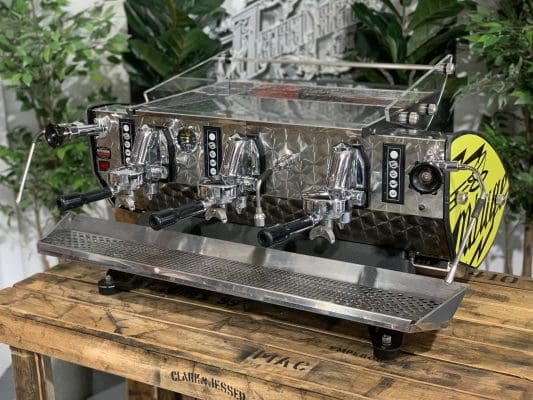 Kees Van Der Westen Mirage Arte Veloce Triplette Sides - 3 Group Commercial Espresso Machine - Yellow