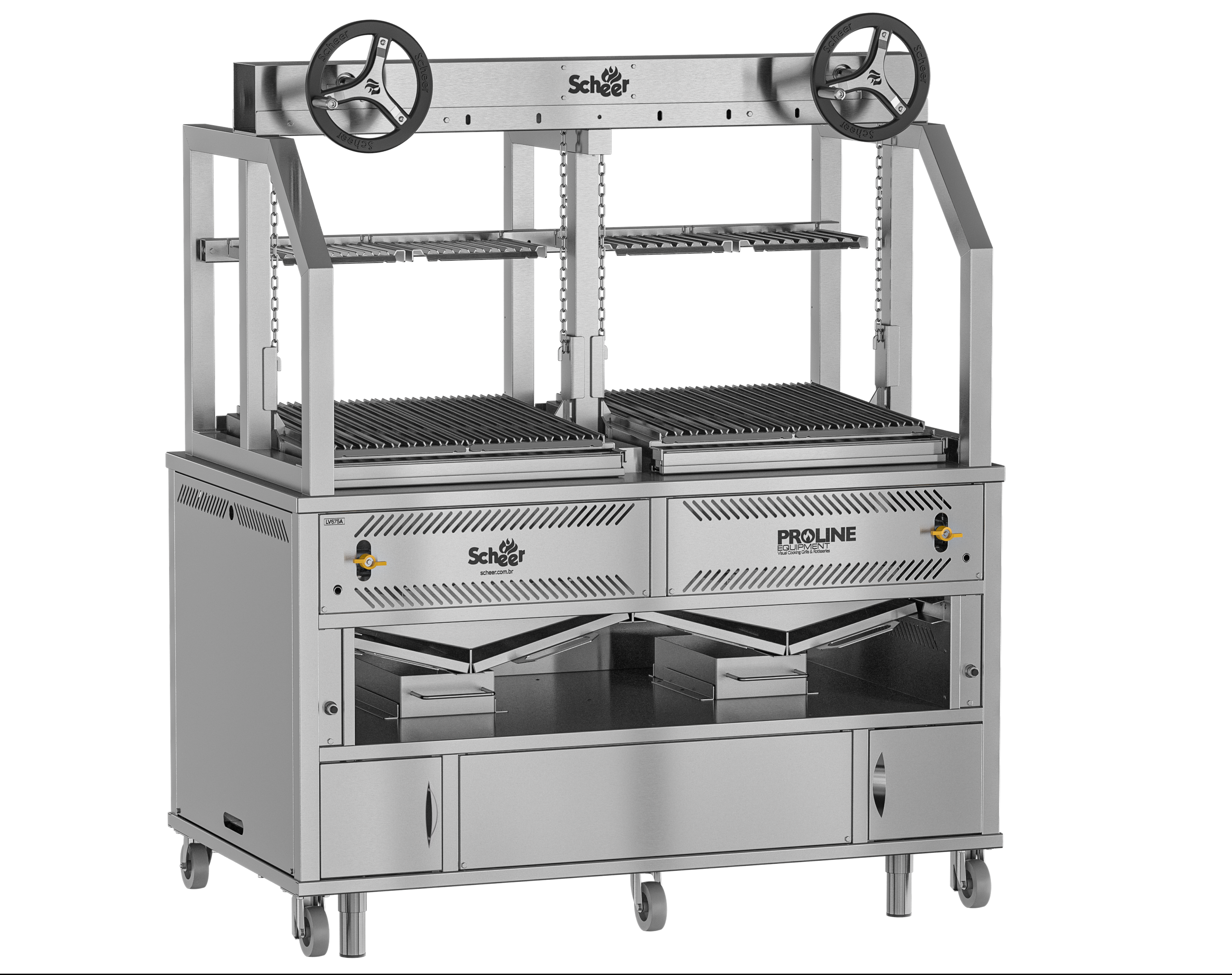 Scheer Gas Lava Rock Parilla Grill with Twin Wheel Lift - 1200mm Width - LV675A-1200
