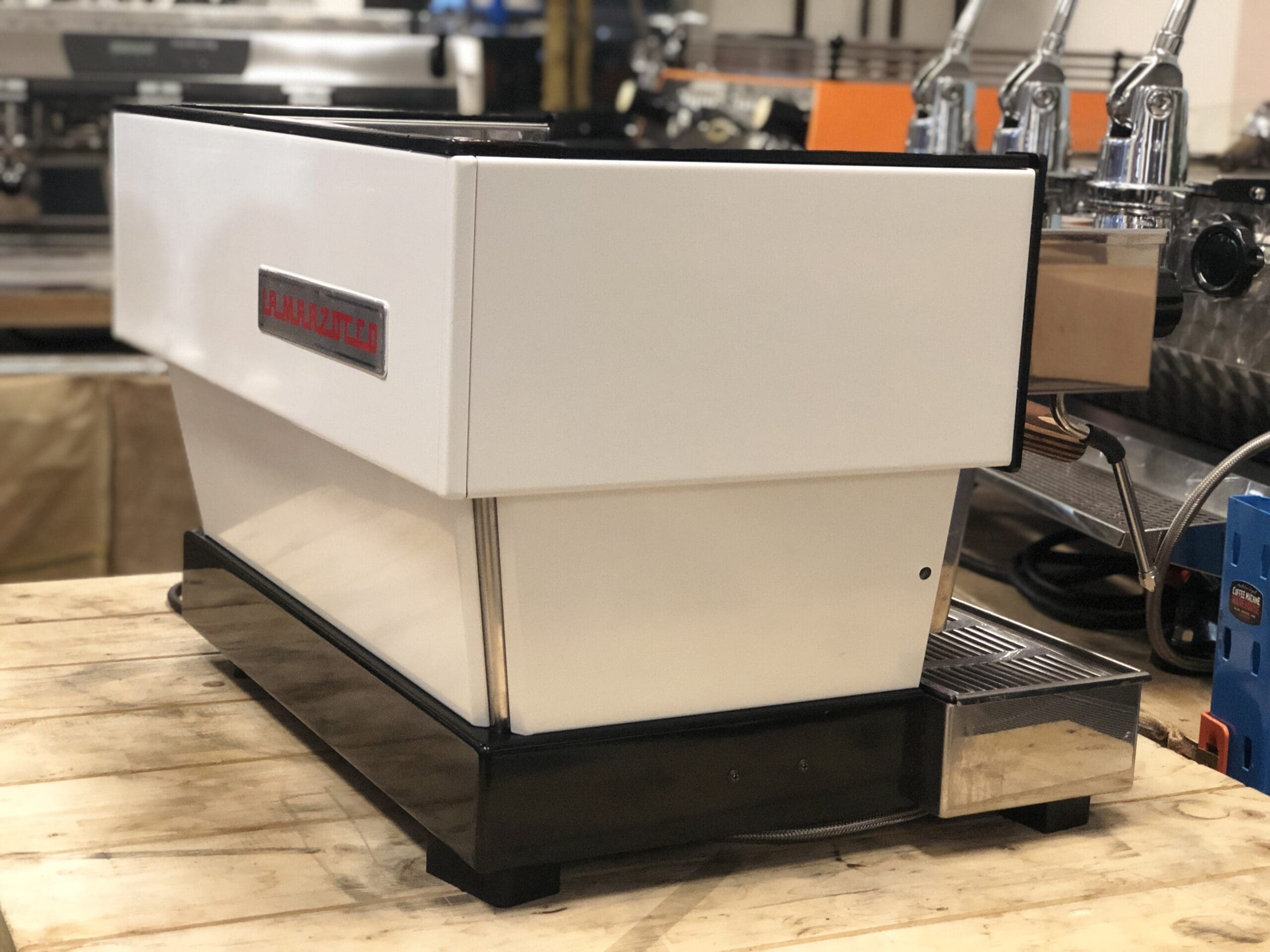 La Marzocco Linea Classic White with Handles - 2 Group Commercial Espresso Machine - Timber