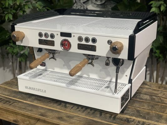 La Marzocco Linea PB Black & White w Kit - 2 Group Commercial Espresso Machine - Timber