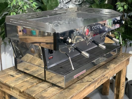 La Marzocco Linea PB Black w Pesados - 3 Group Commercial Espresso Machine - Silver