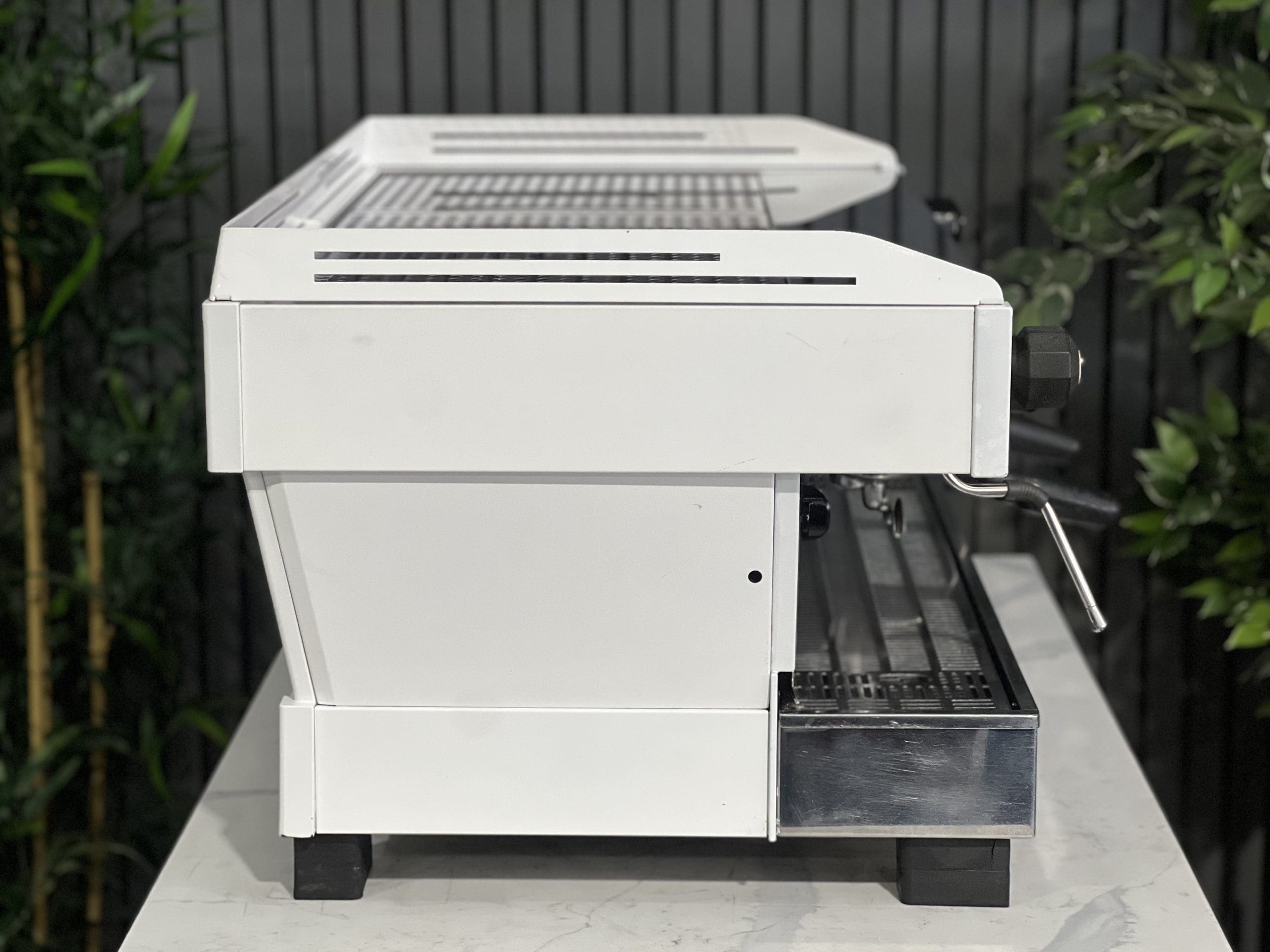 La Marzocco Linea PB Stainless & White w/ Accents - 3 Group Commercial Espresso Machine - Green