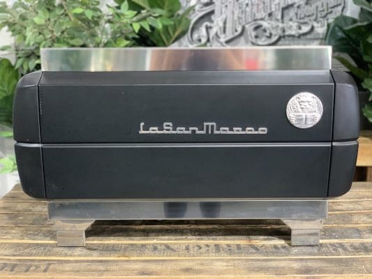 La San Marco 80E Liscea Matte Black - 2 Group Commercial Espresso Machine - Timber