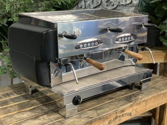 La San Marco 80E Liscea Matte Black - 2 Group Commercial Espresso Machine - Timber