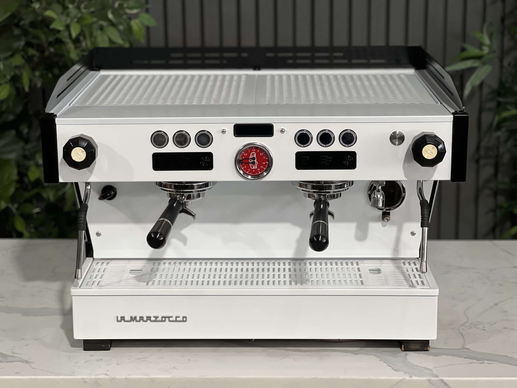 La Marzocco Linea PB Black & Pesado Handles - 2 Group Commercial Espresso Machine - White