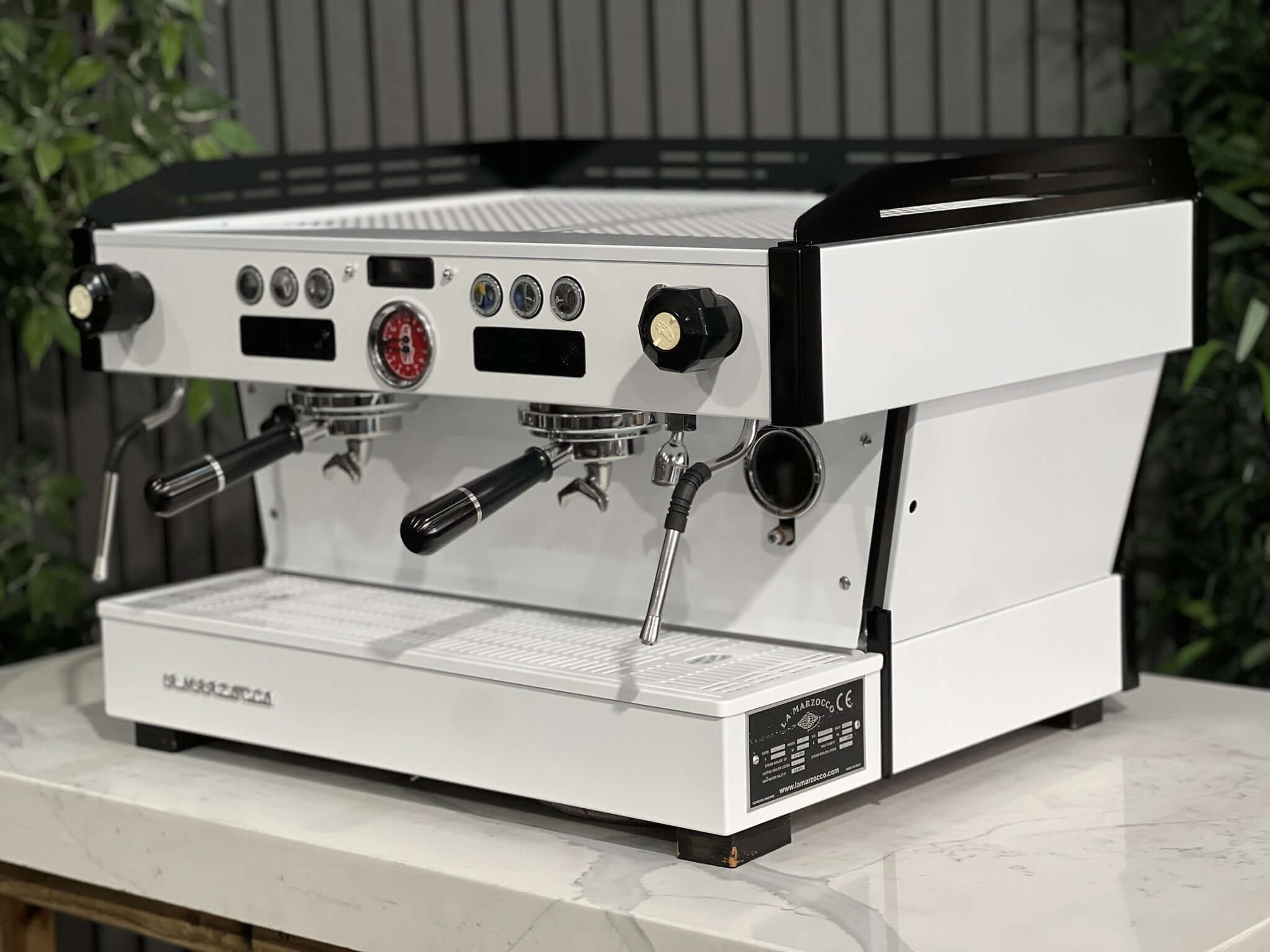 La Marzocco Linea PB Black & Pesado Handles - 2 Group Commercial Espresso Machine - White