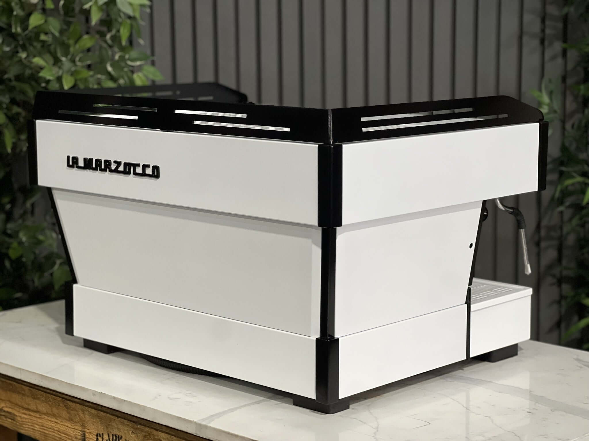 La Marzocco Linea PB Black & Pesado Handles - 2 Group Commercial Espresso Machine - White