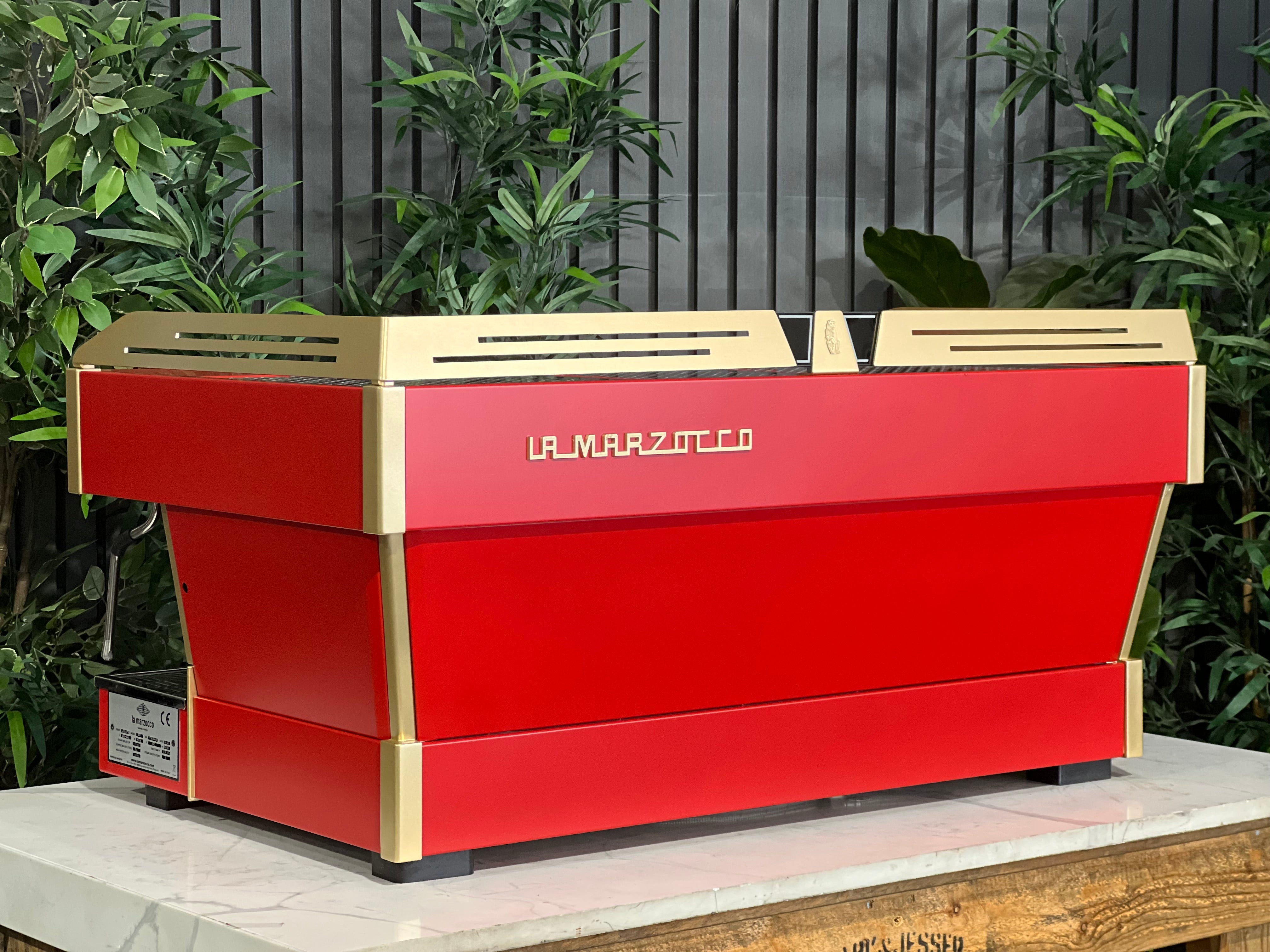 La Marzocco Linea PB Custom Red - 3 Group Commercial Espresso Machine - Gold