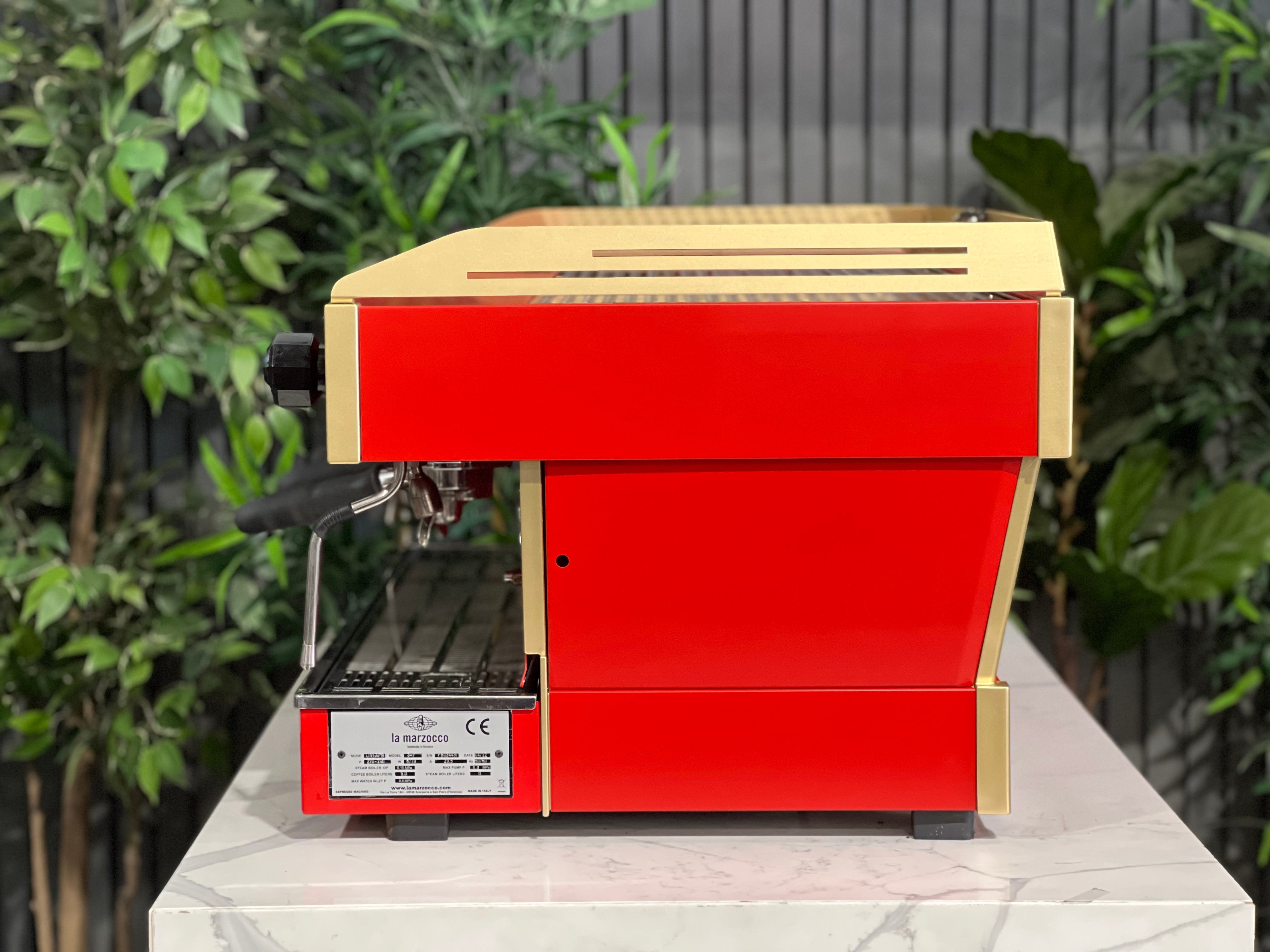 La Marzocco Linea PB Custom Red - 3 Group Commercial Espresso Machine - Gold