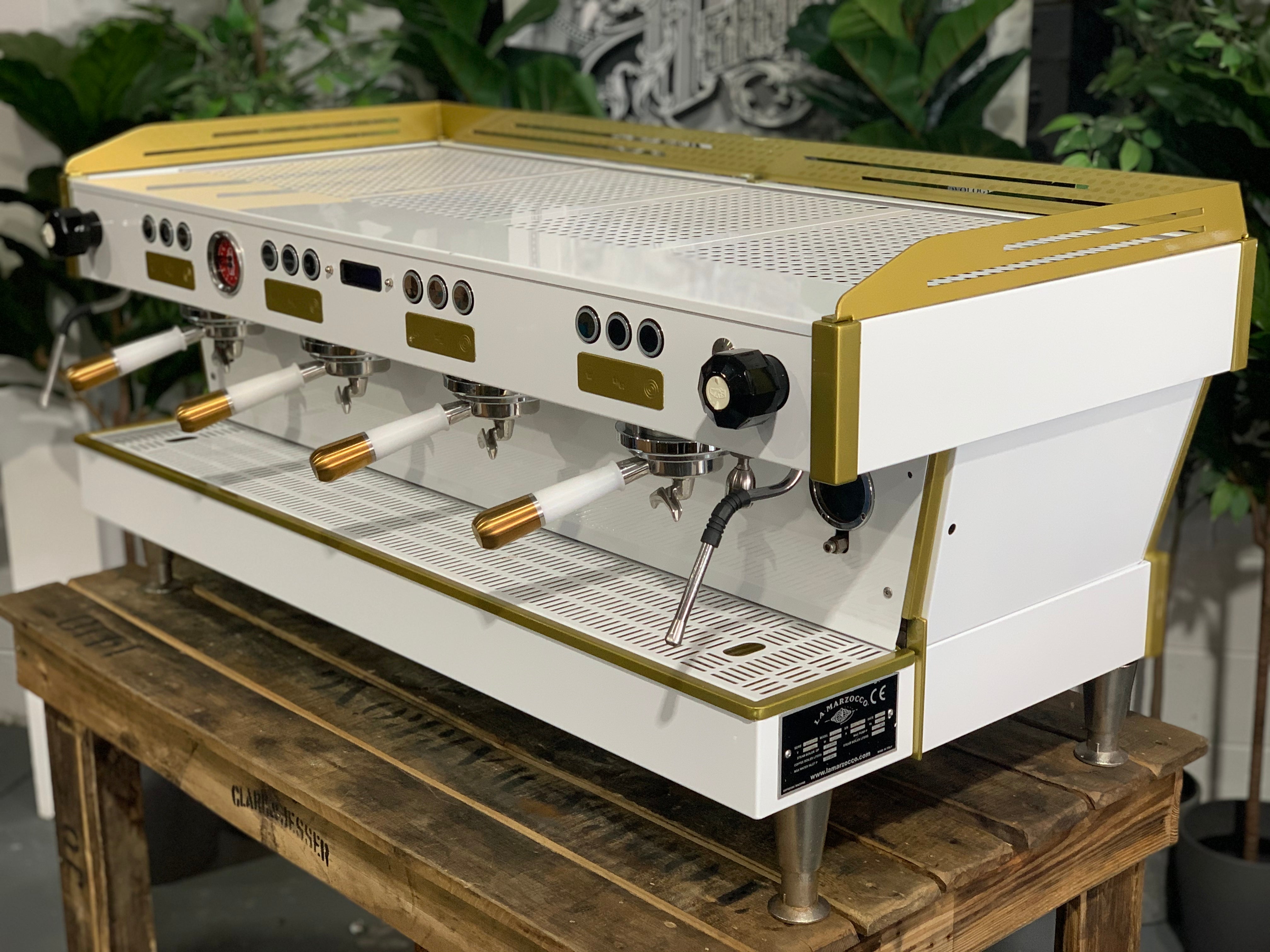 La Marzocco Linea PB White - Used - 4 Group Commercial Espresso Machine - Gold