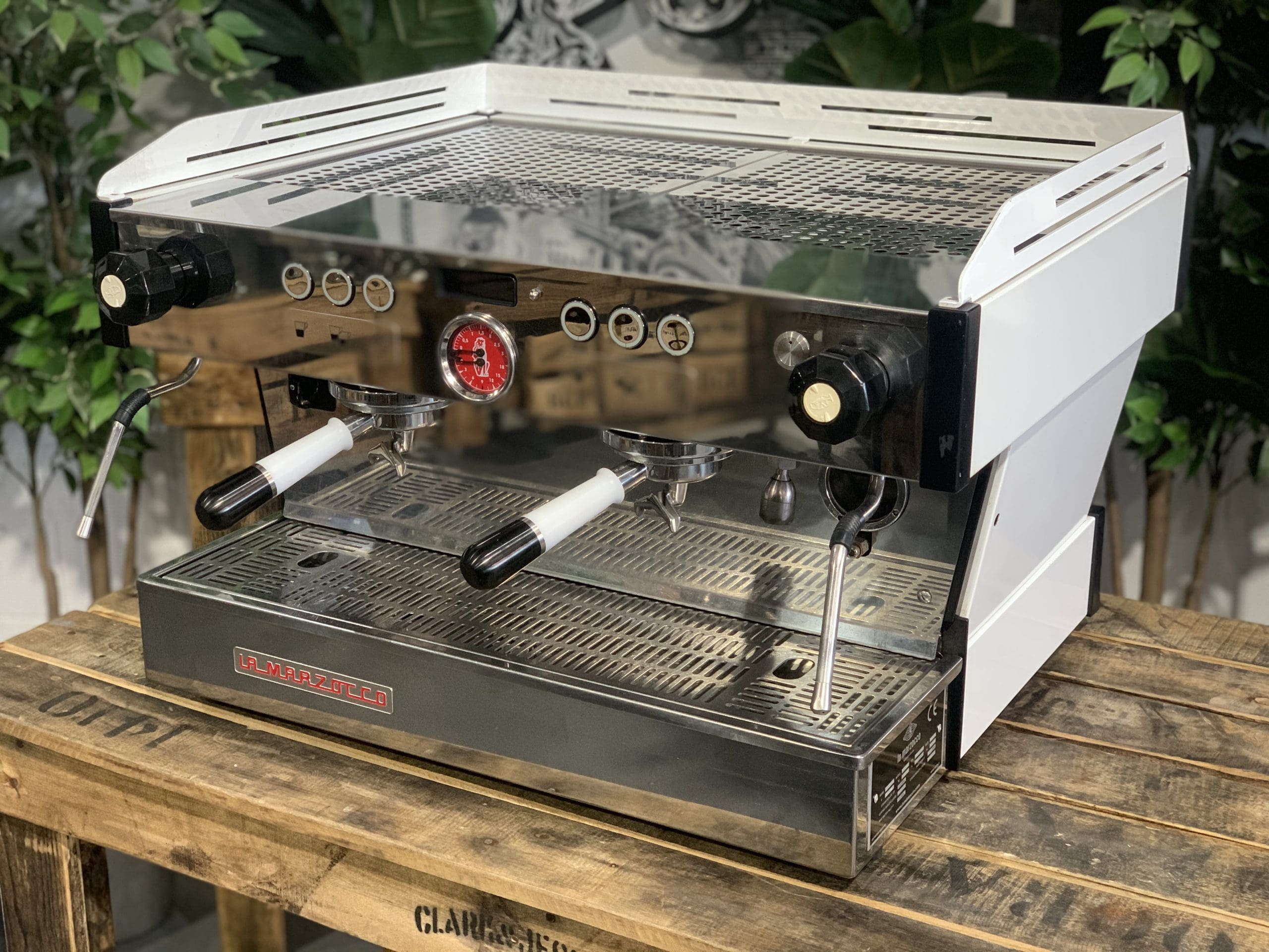 La Marzocco Linea PB w. Pesado Group Handles - 2 Group Commercial Espresso Machine - White