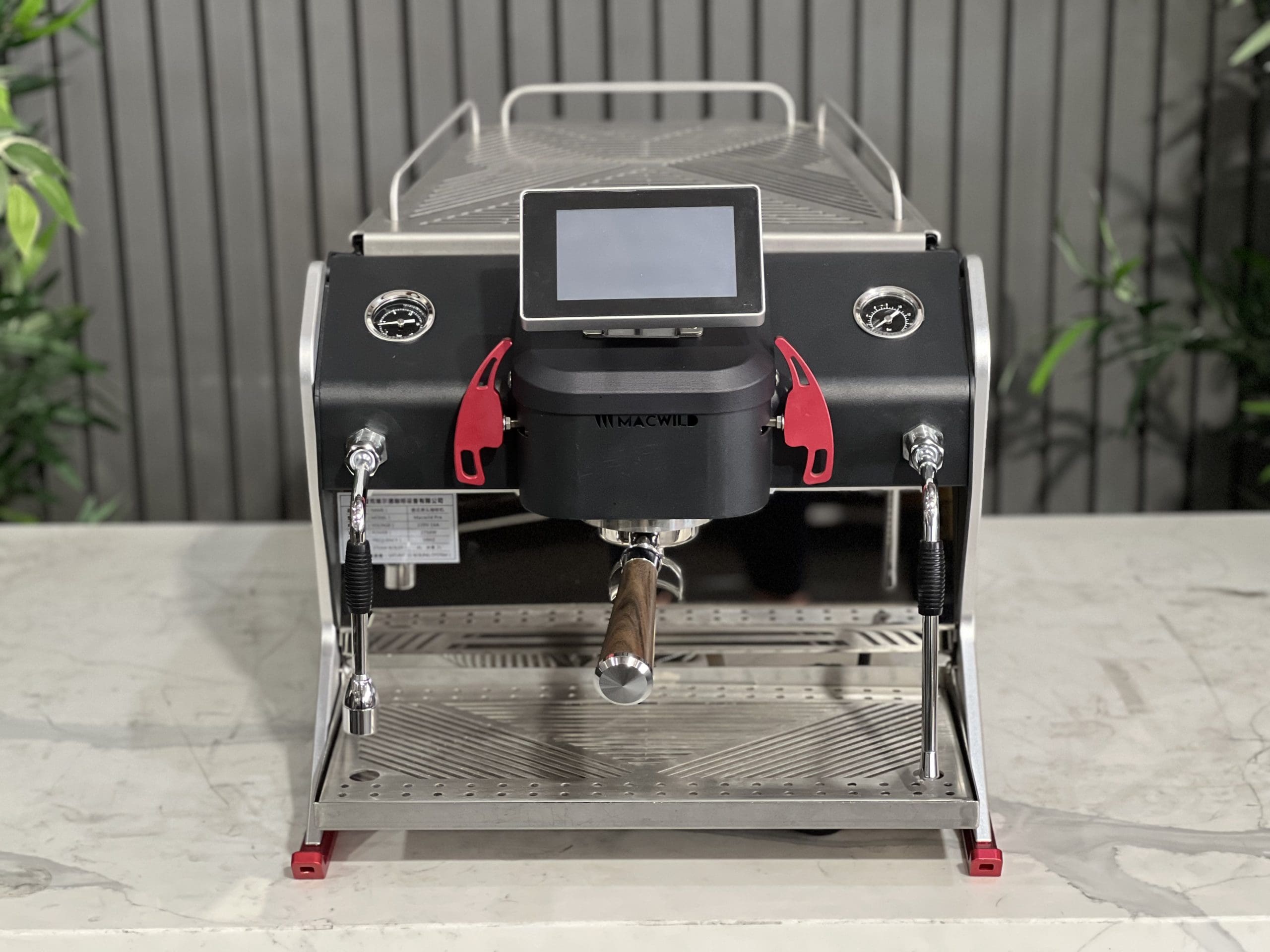 Macwild Pro Black, Grey & Accents - 1 Group Commercial Espresso Machine - Red