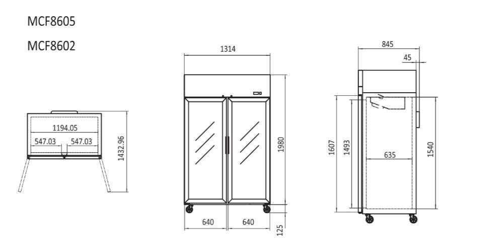 Commercial Upright Freezers Double Glass Door | Atosa | MCF8602