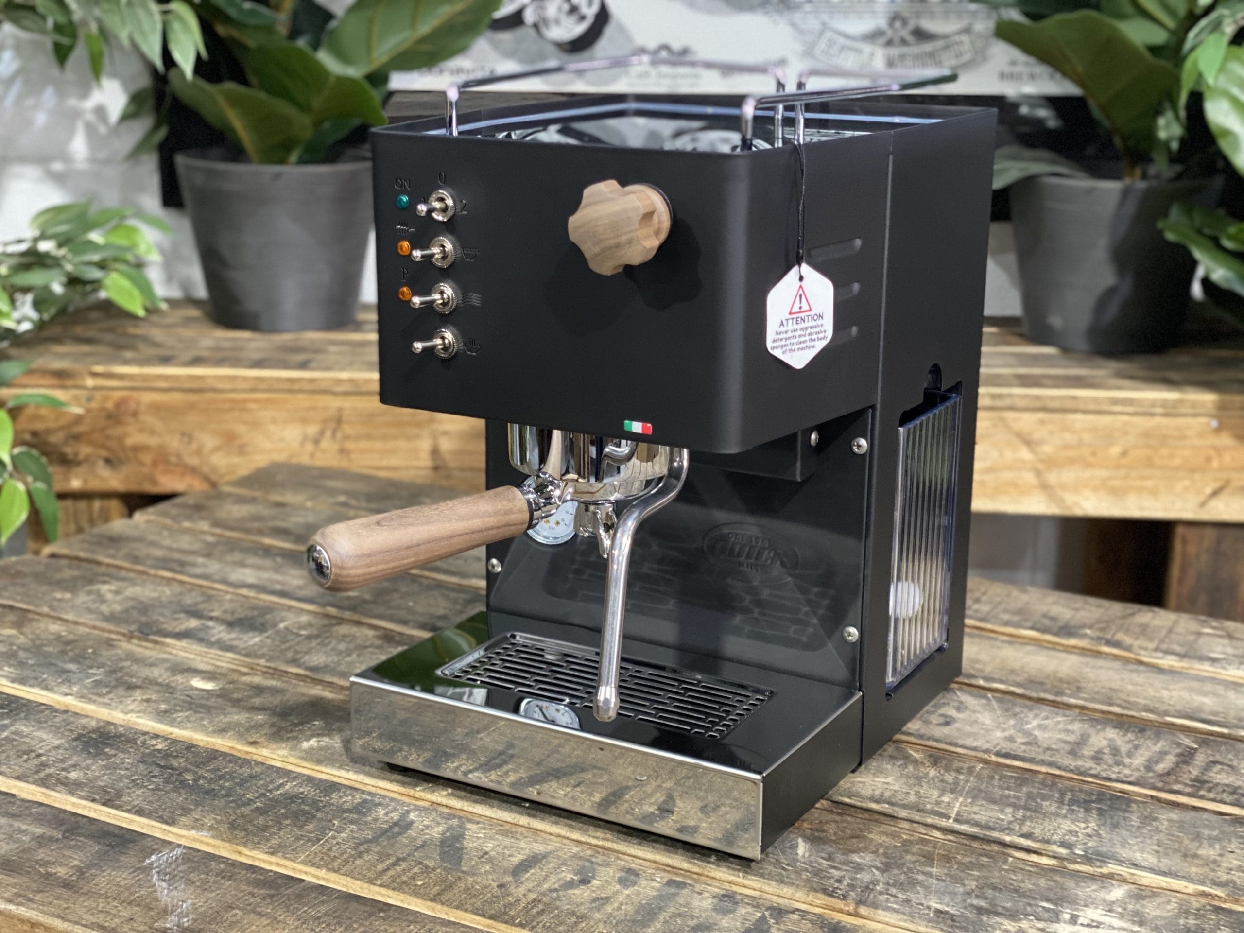 Quick Mill Pippa Tank Black - 1 Group Commercial Espresso Machine - Timber