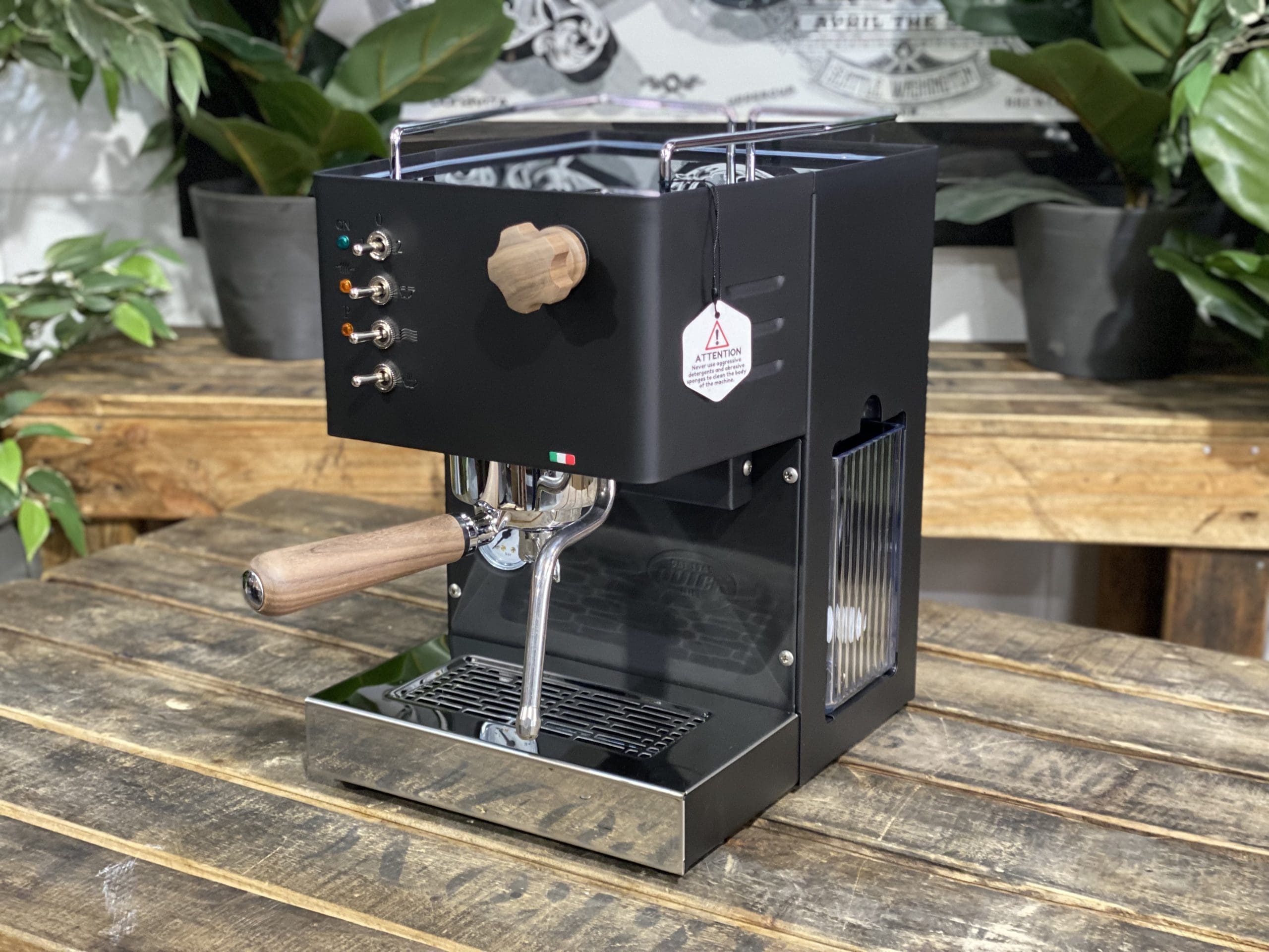Quick Mill Pippa Tank Black - 1 Group Commercial Espresso Machine - Timber