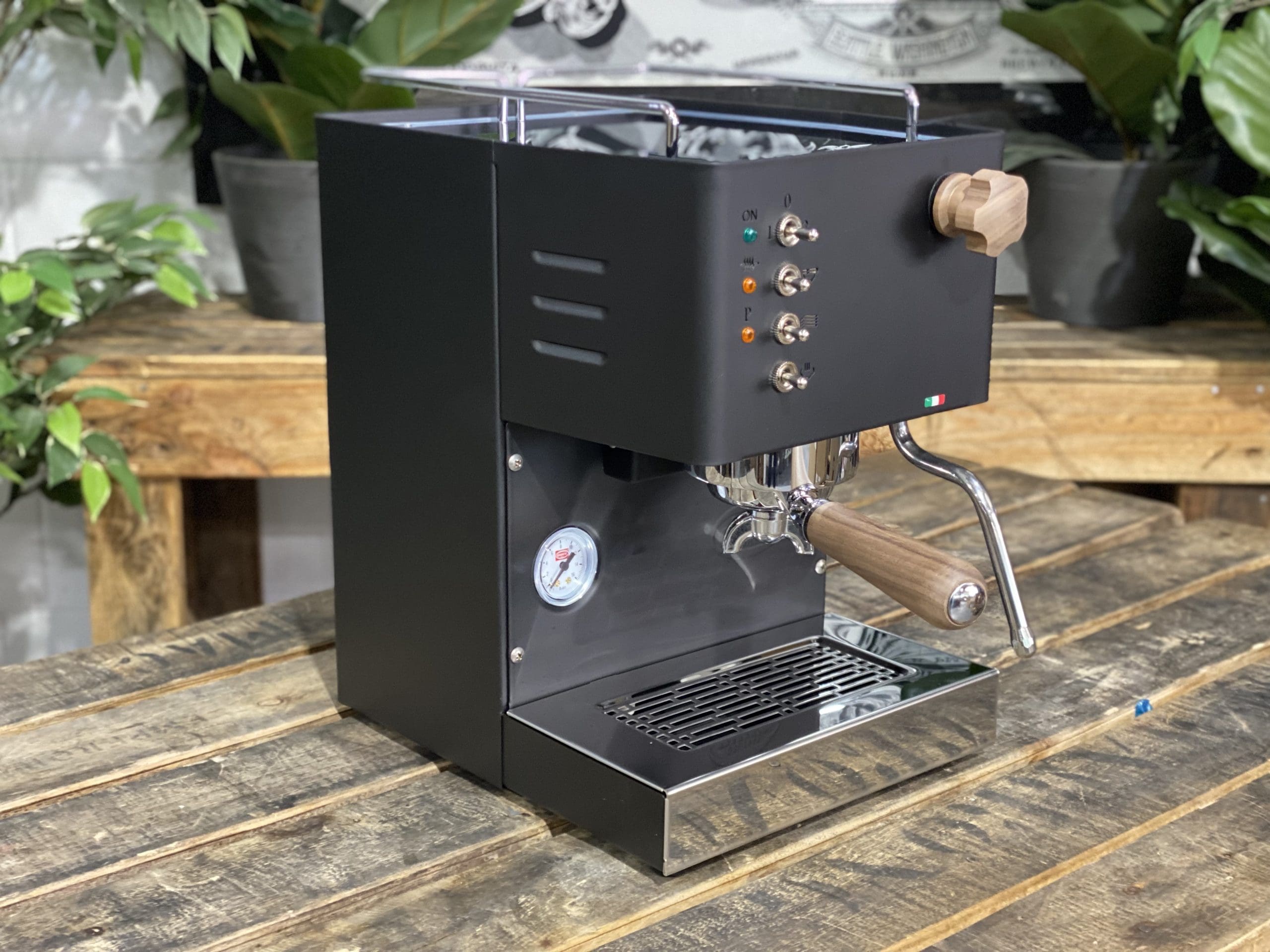 Quick Mill Pippa Tank Black - 1 Group Commercial Espresso Machine - Timber