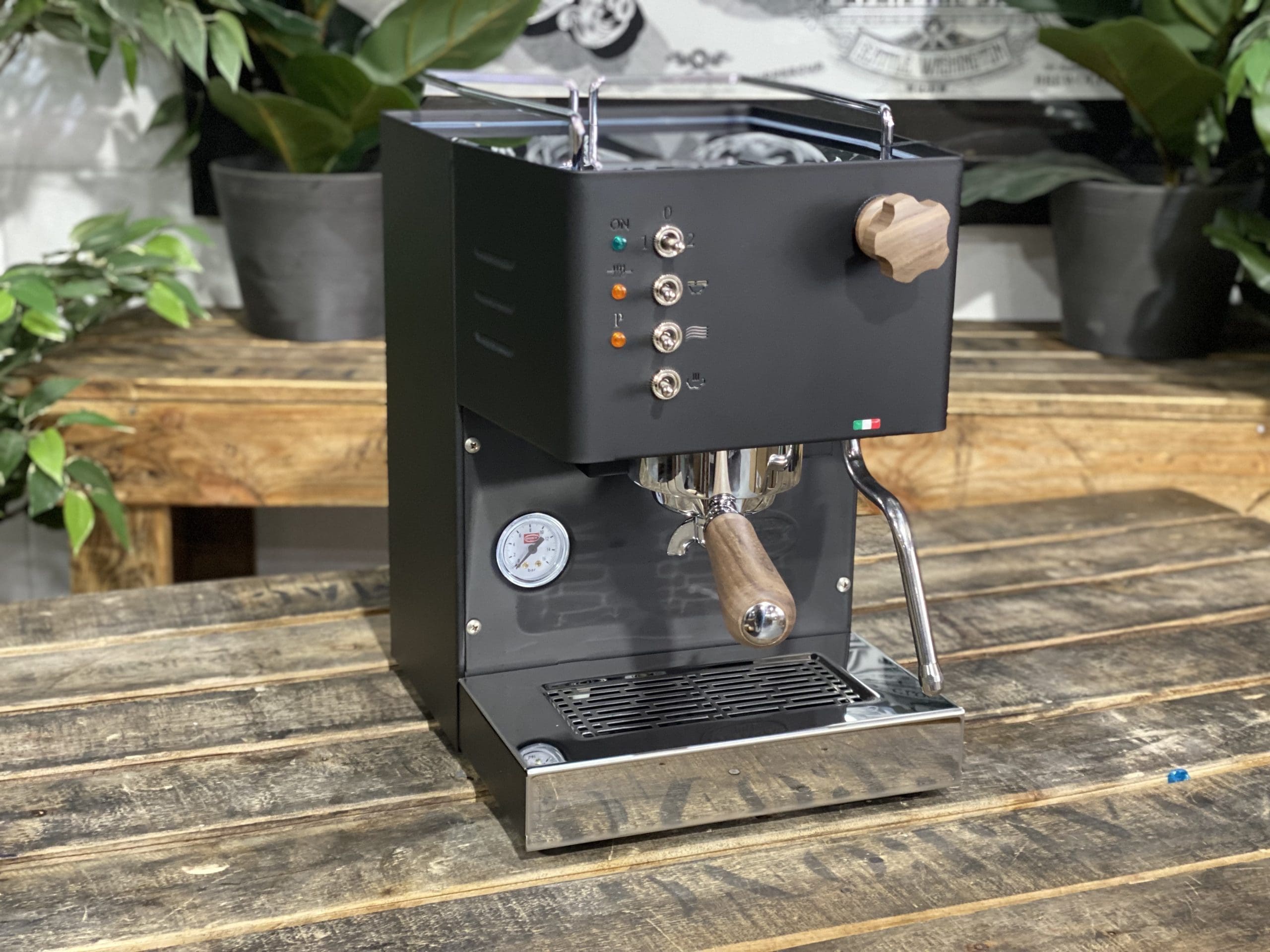 Quick Mill Pippa Tank Black - 1 Group Commercial Espresso Machine - Timber