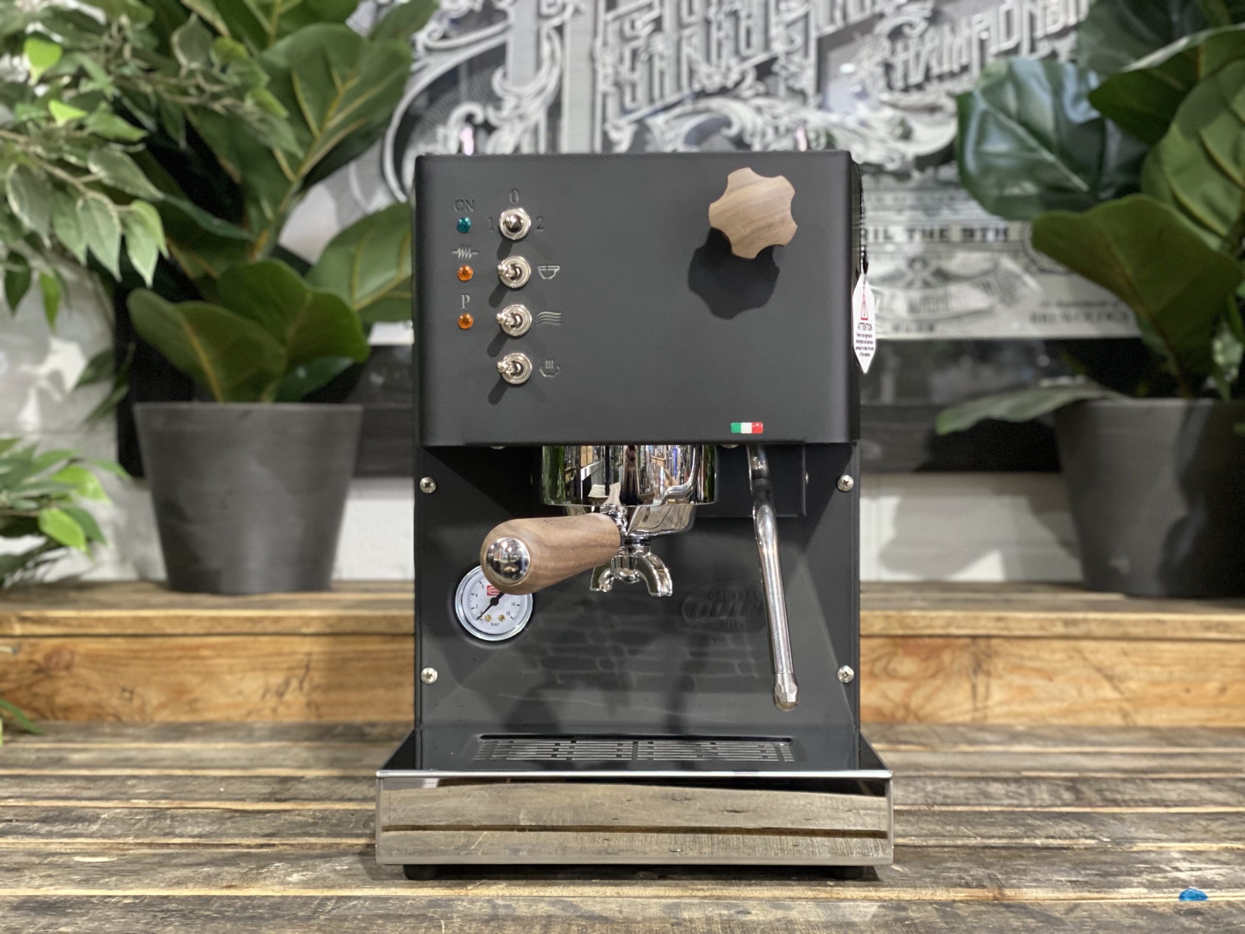 Quick Mill Pippa Tank Black - 1 Group Commercial Espresso Machine - Timber